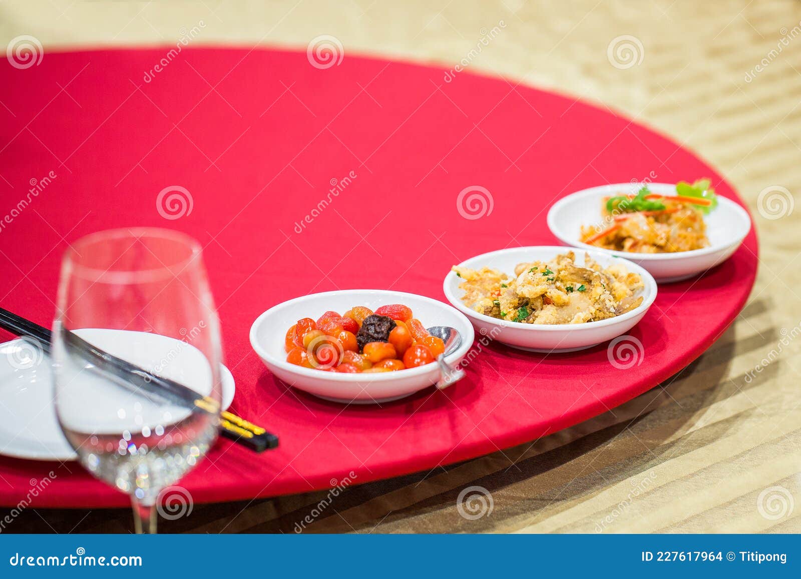 Delicious Appetizer on the Chinese Table at the Party Stock Photo