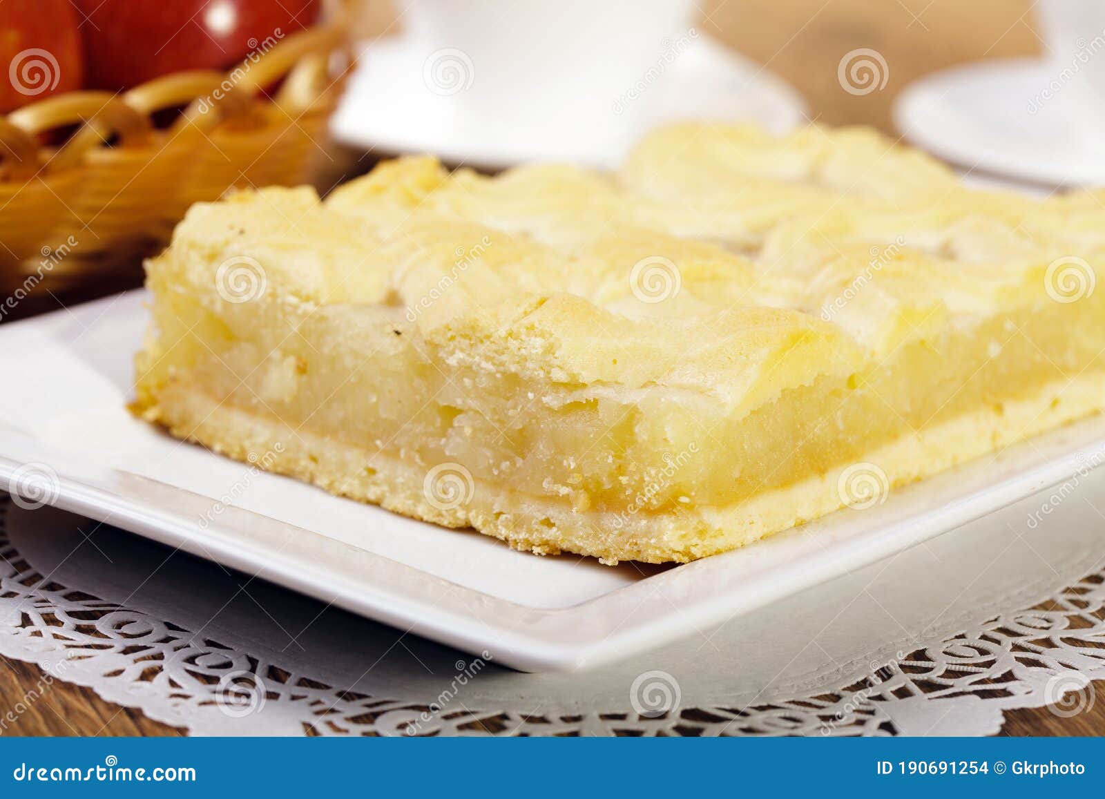 Apple Pie with Whipped Cream Stock Photo Image of glass, piece 190691254