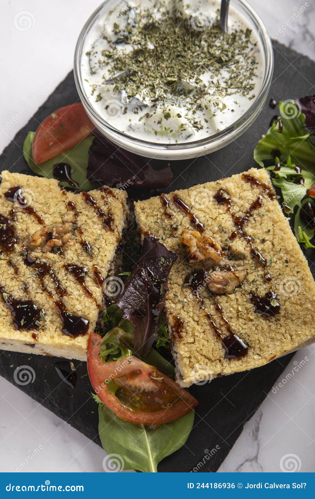 Typical Middle Eastern Ground Eggplant Dip Known As Mutabbal With