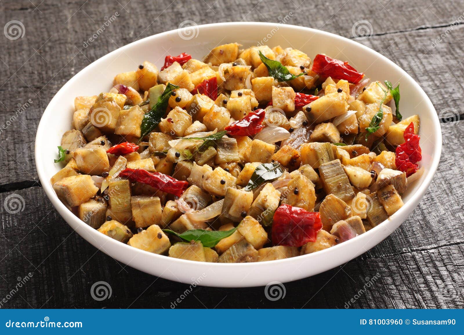 Delicious Banana Stir Fry with Spices . Stock Photo - Image of thali ...