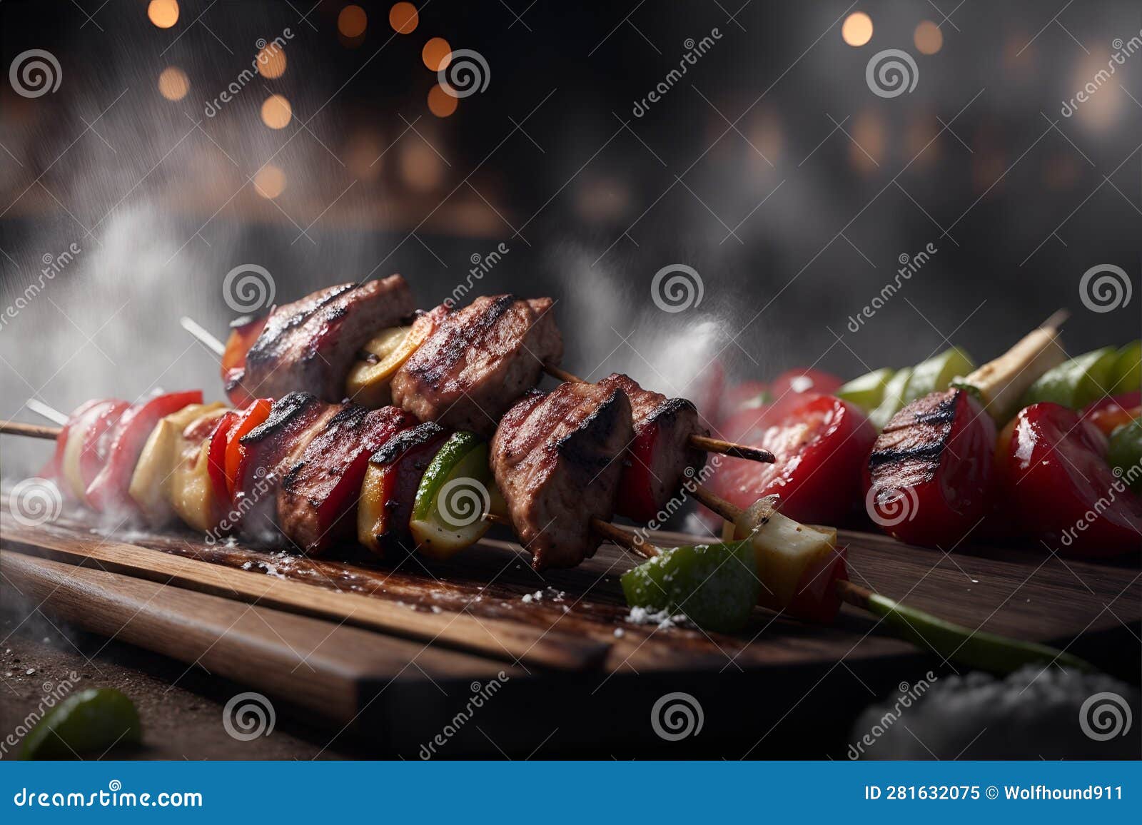 Delicious Bbq Kebab Grilling on Open Grill. Generative AI Stock