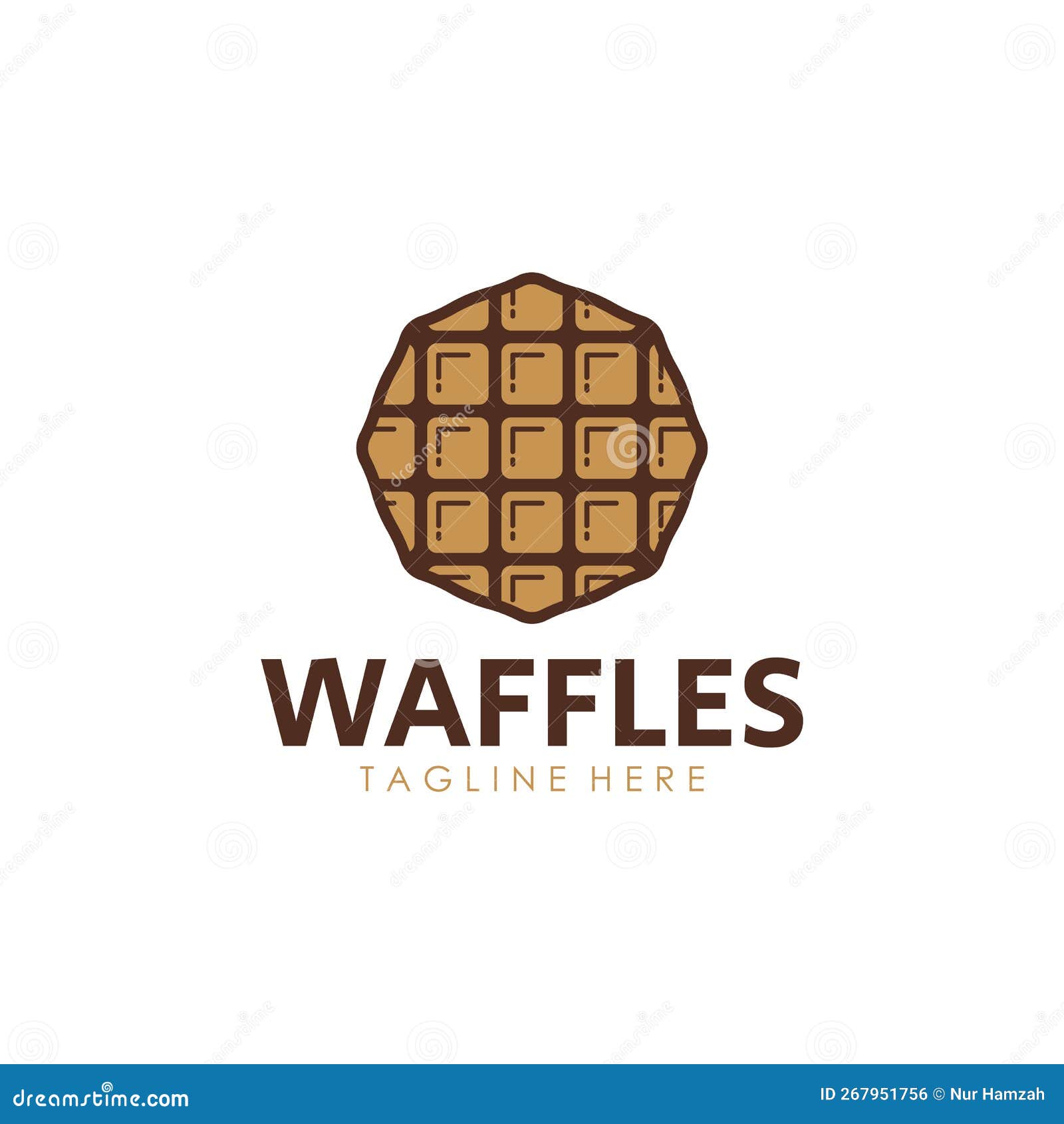 Delicious Belgian Waffle Logo Template Stock Vector Illustration of