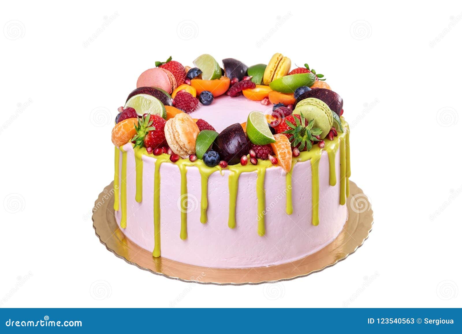 Delicious Birthday Cake or Holiday. on a White Background. Stock Image -  Image of celebration, cream: 123540563