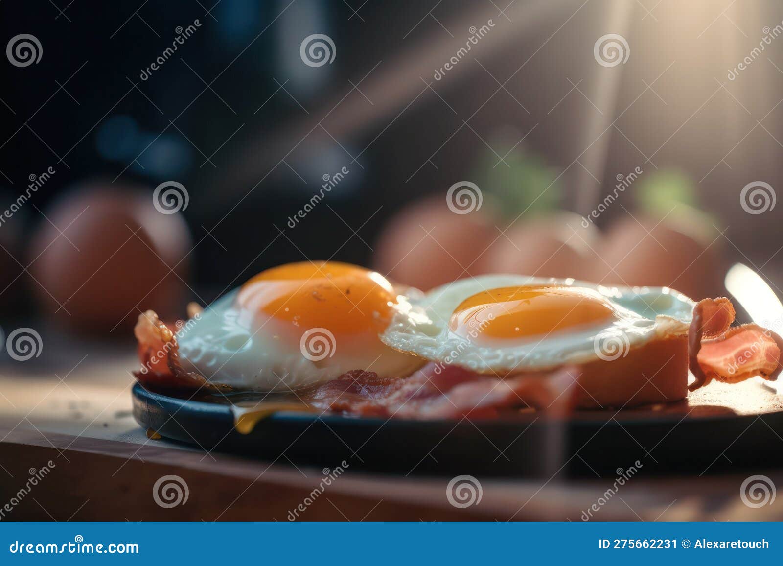 Delicious Breakfast with Egg and Bacon on Warm Toast Stock Illustration