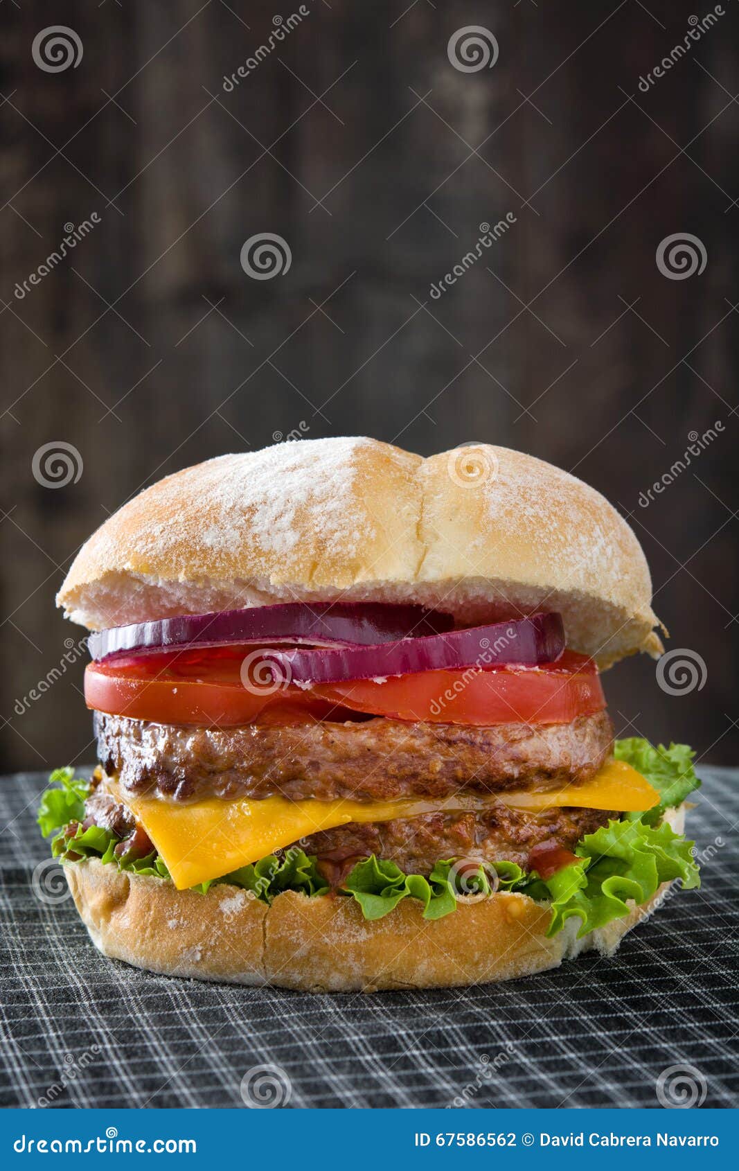 Delicious Burger with Cheddar Cheese Stock Photo Image of rustic