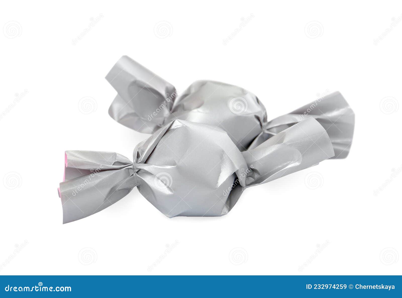 Delicious Candies in Silver Wrappers Isolated on White Stock Image Image of celebration