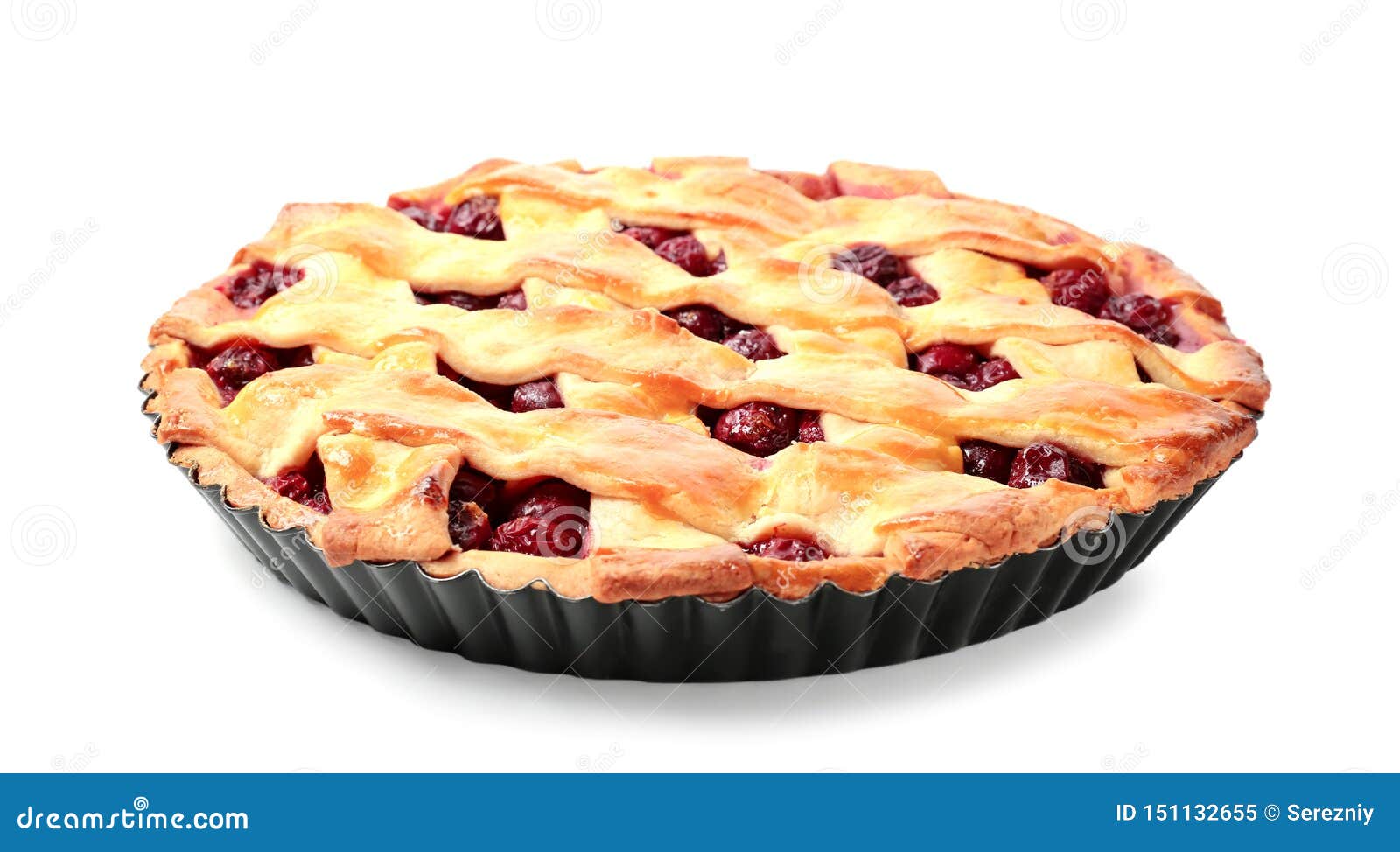 Delicious Cherry Pie on White Background Stock Image Image of