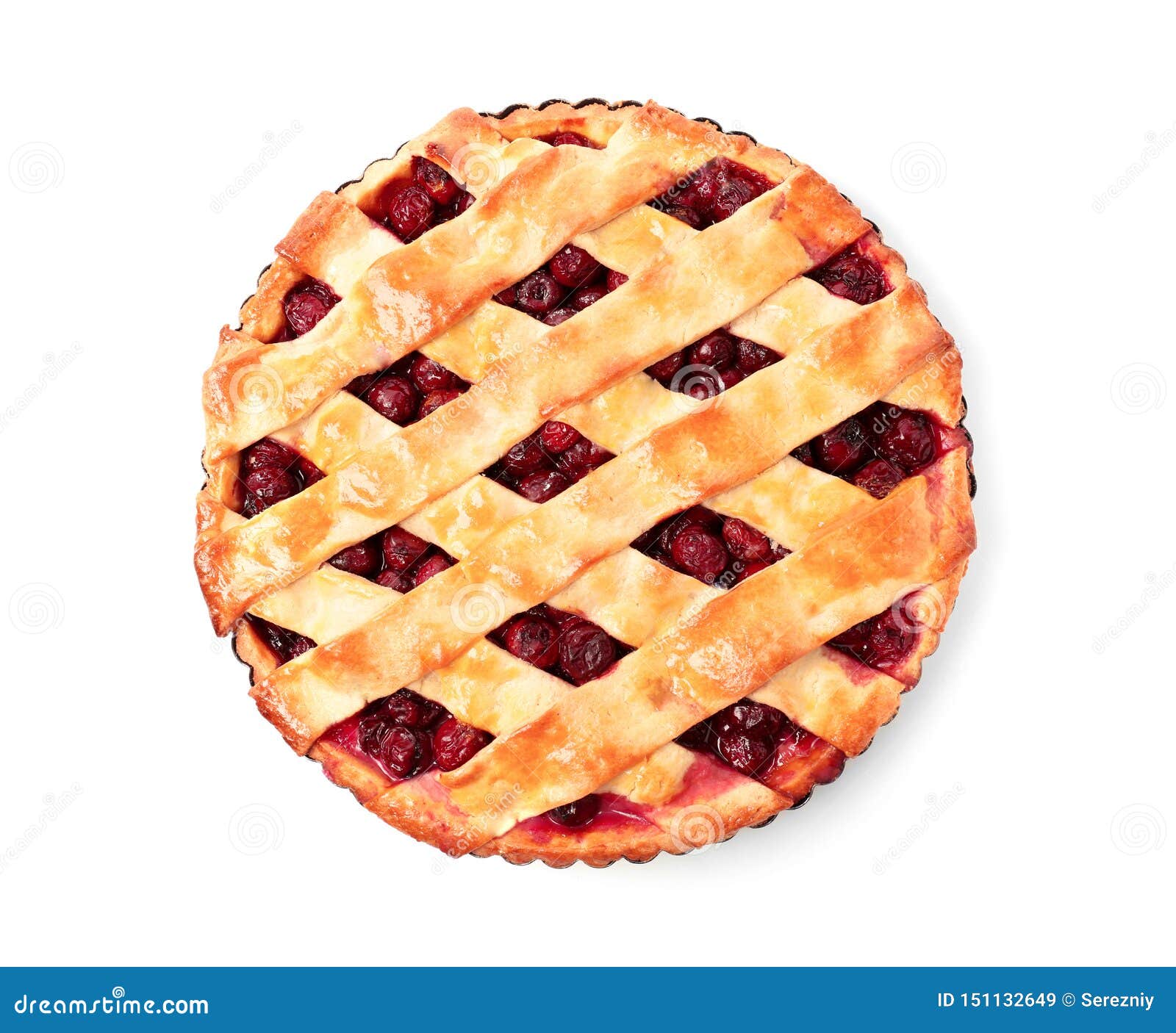 Delicious Cherry Pie on White Background, Top View Stock Image Image