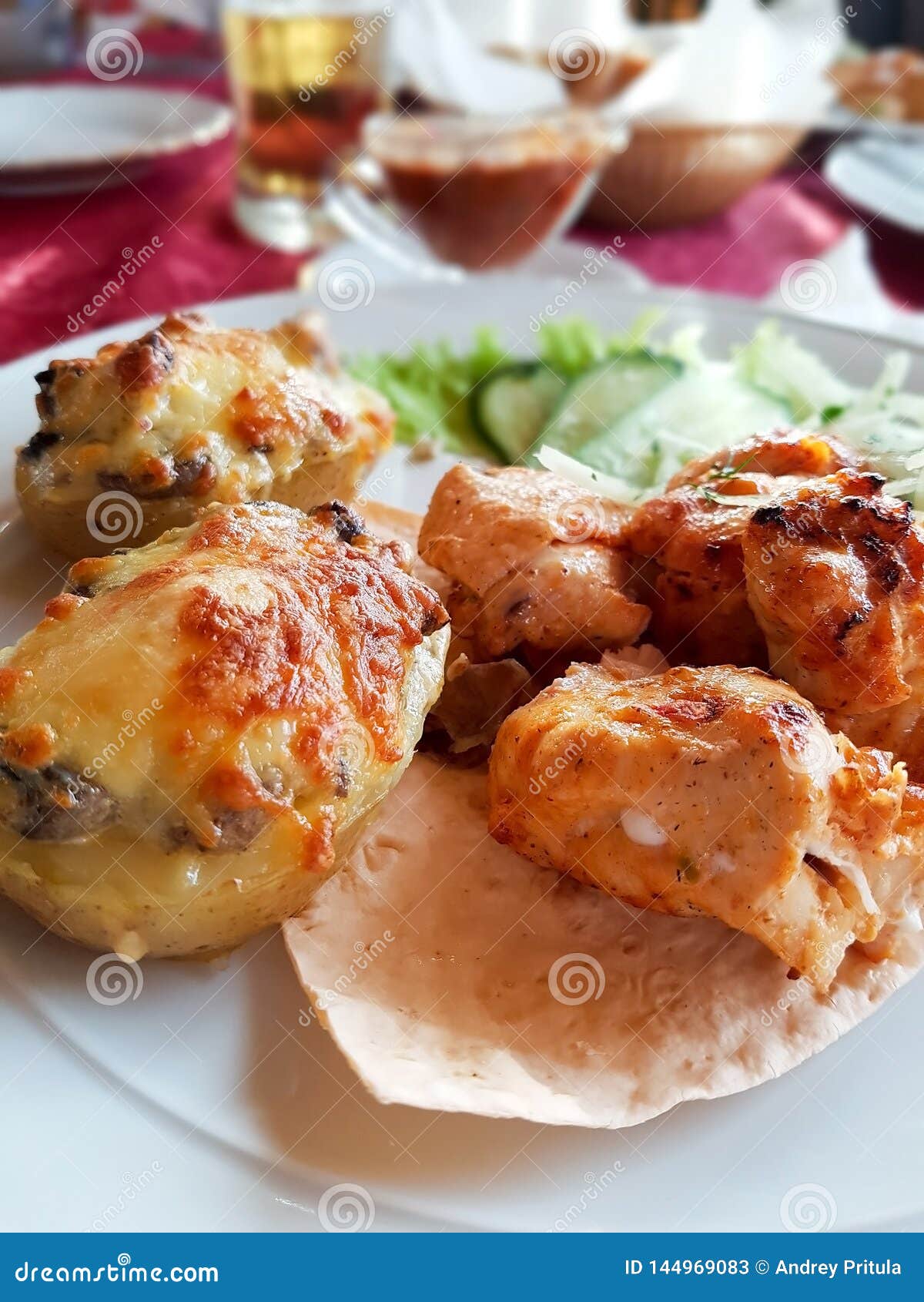 Delicious Chicken Kebab in the Restaurant Stock Image Image of
