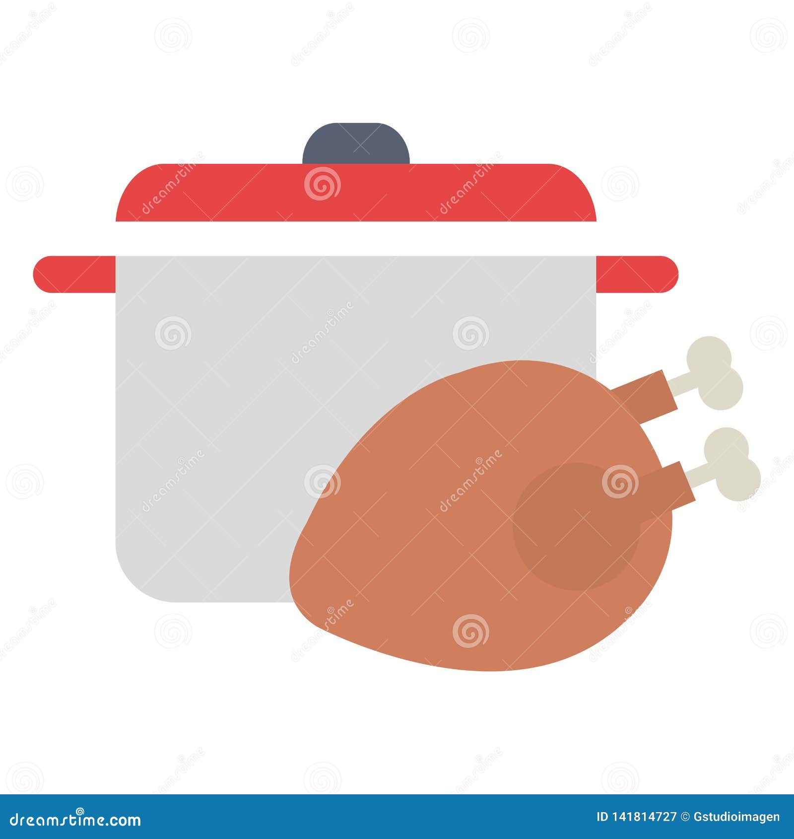 Delicious Chicken Meat with Pot Stock Vector - Illustration of spicy