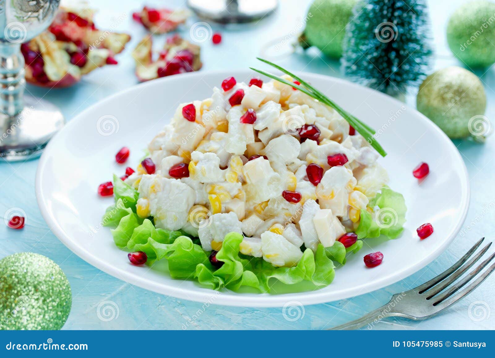 Very tasty salad with pineapple and cheese and chicken Very tasty salad with pineapple and cheese and chicken