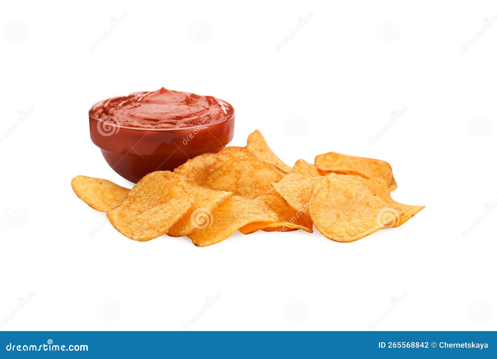 Delicious Chips with Ketchup Isolated on White Stock Photo Image of
