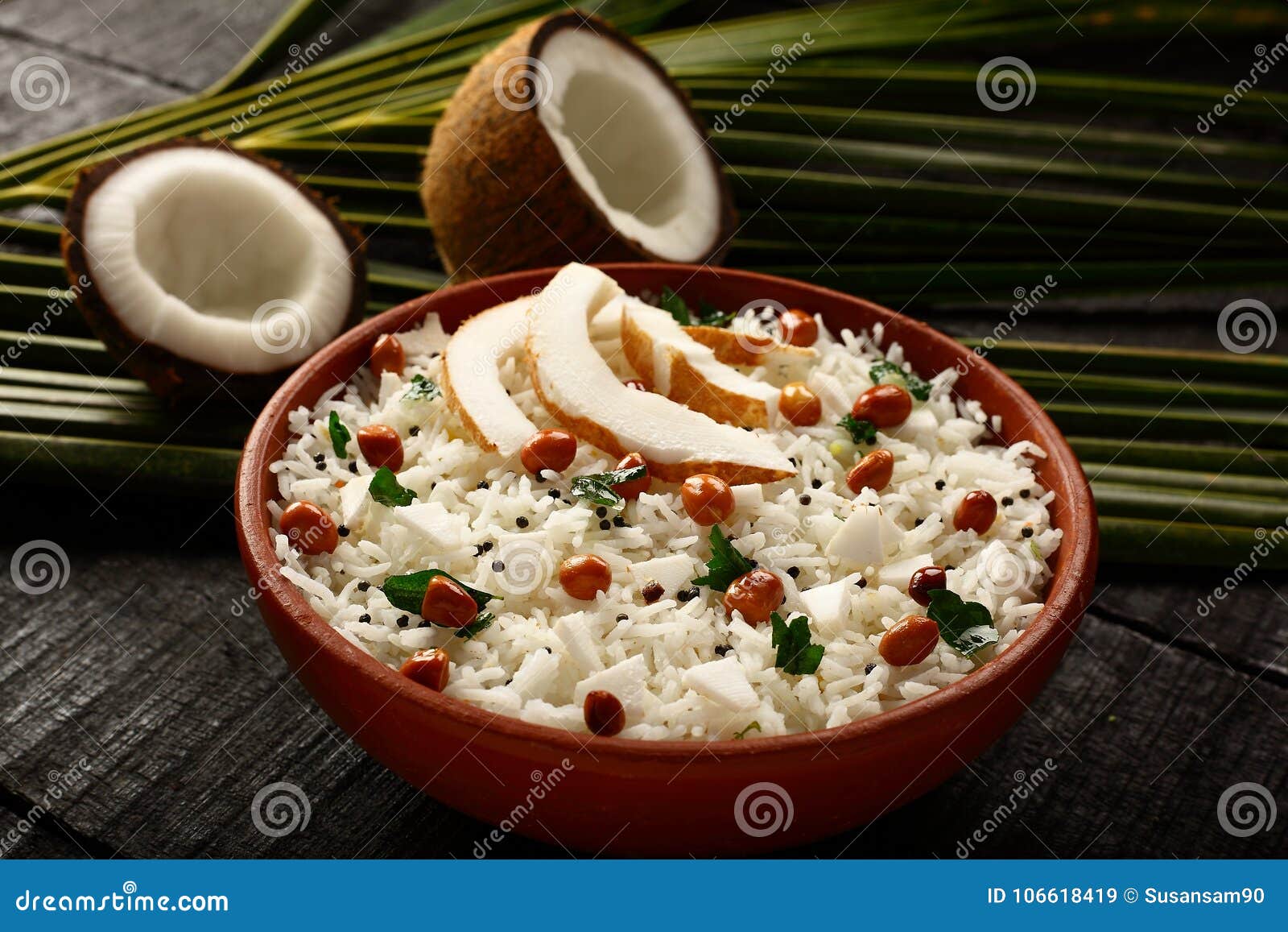 delicious coconut rice with pomegranate.