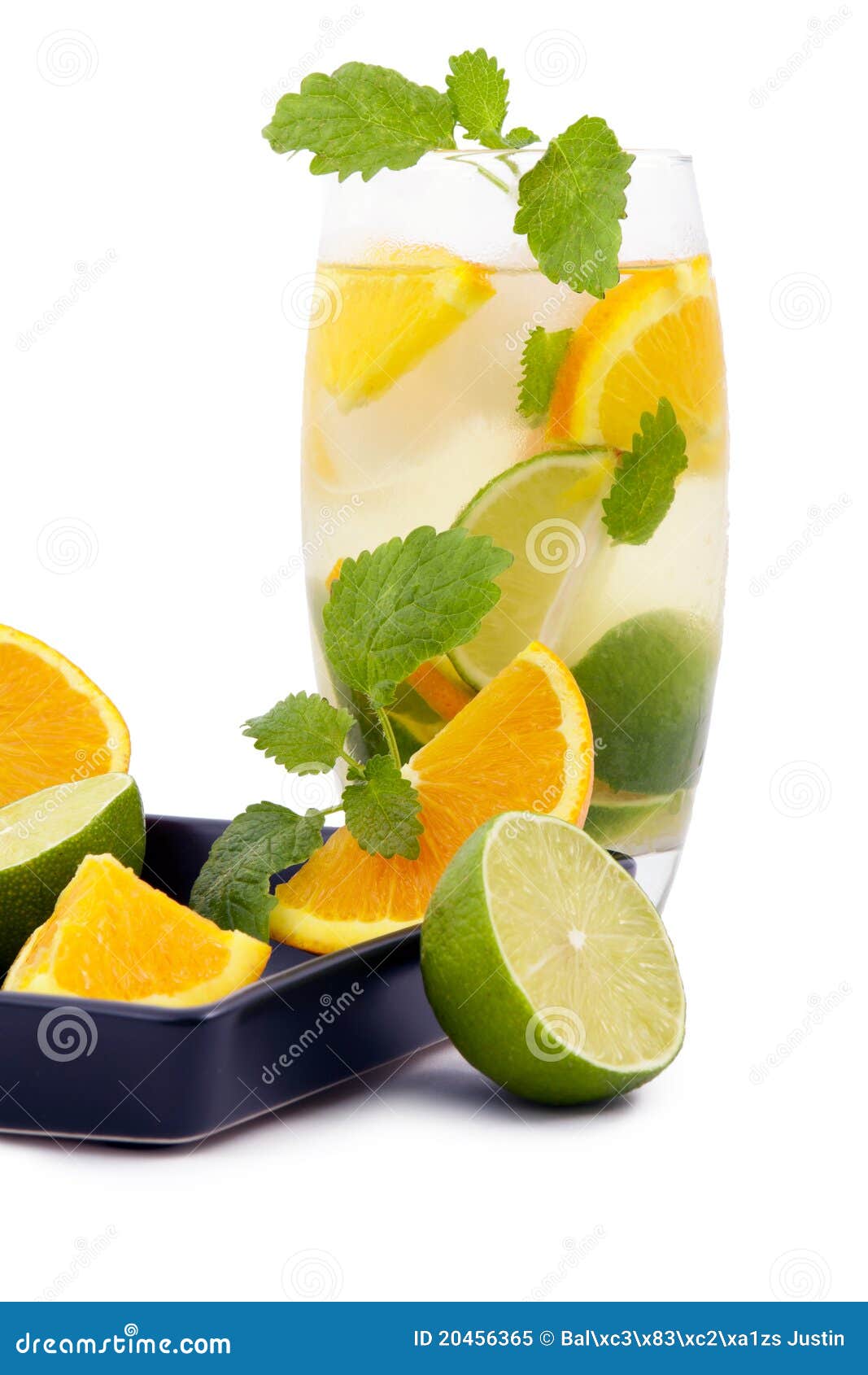 Delicious Cold Cocktail, Fruit and Mint Ice. Stock Image Image of