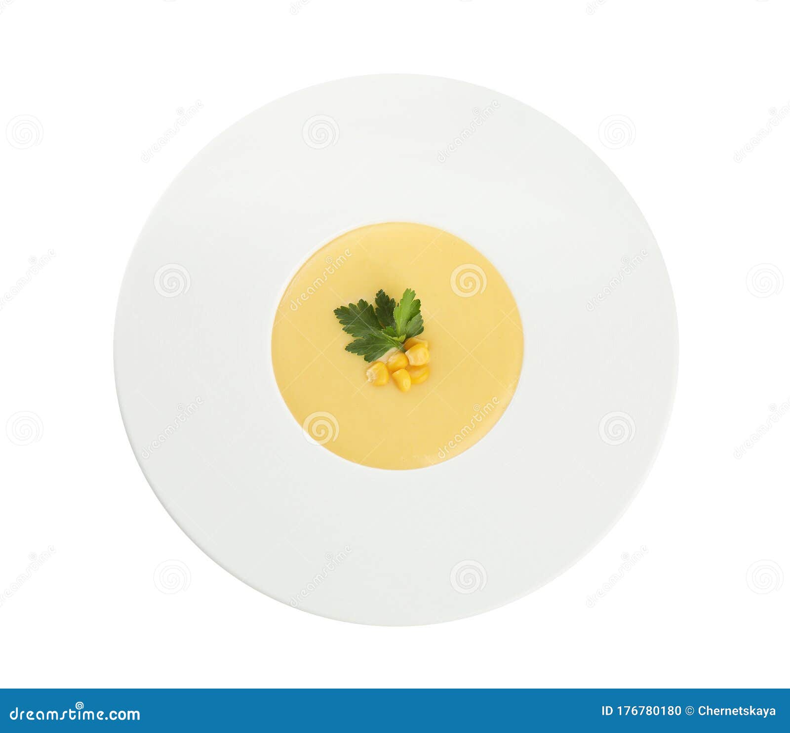 delicious corn cream soup , top view