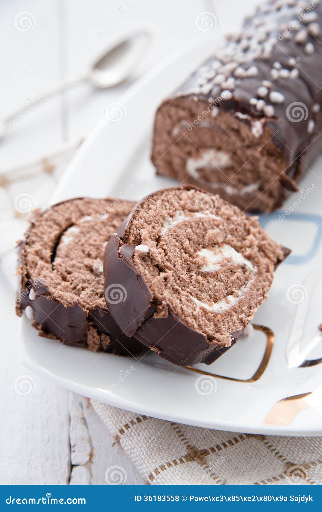 Delicious cream roll cake stock photo. Image of cream 36183558