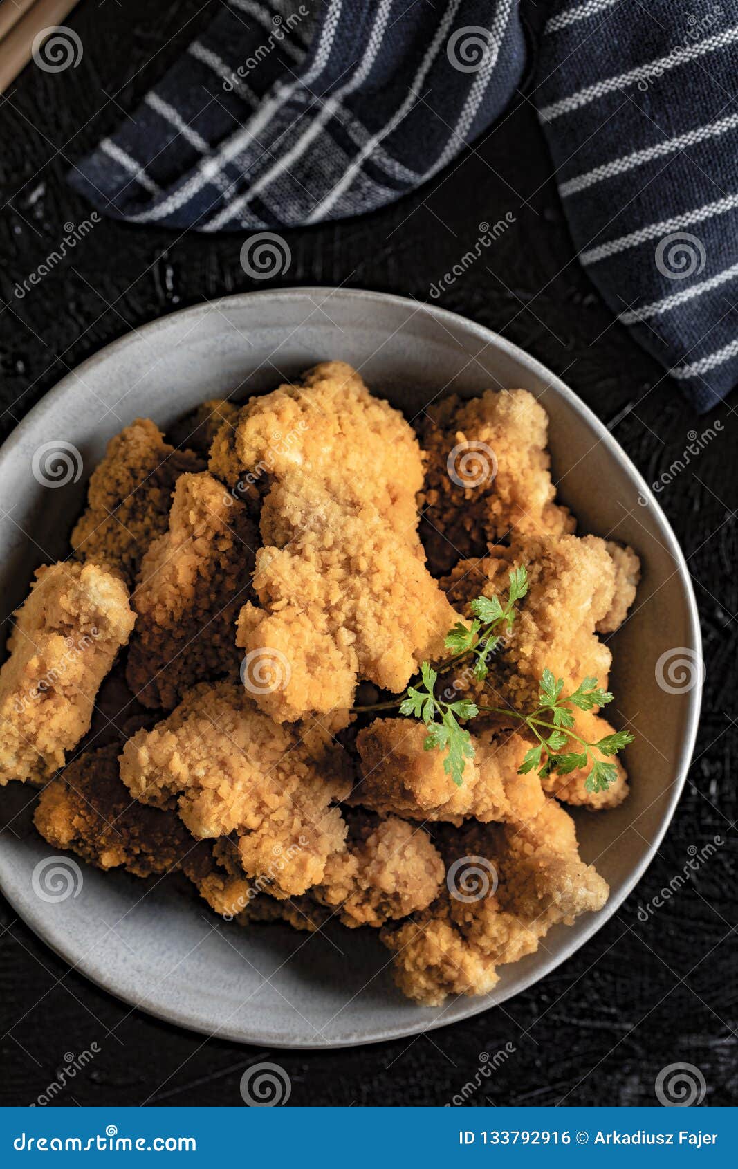 Delicious Crispy Fried Chicken Breast Strips Stock Photo - Image of