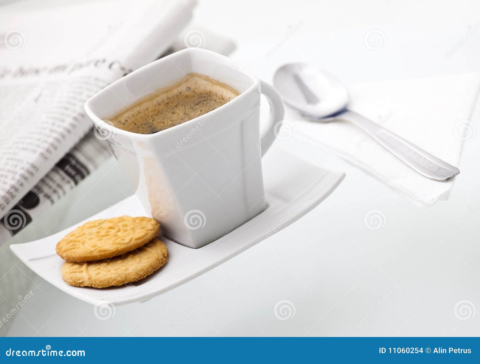 A Delicious Cup of Coffee with Biscuits Stock Photo Image of black