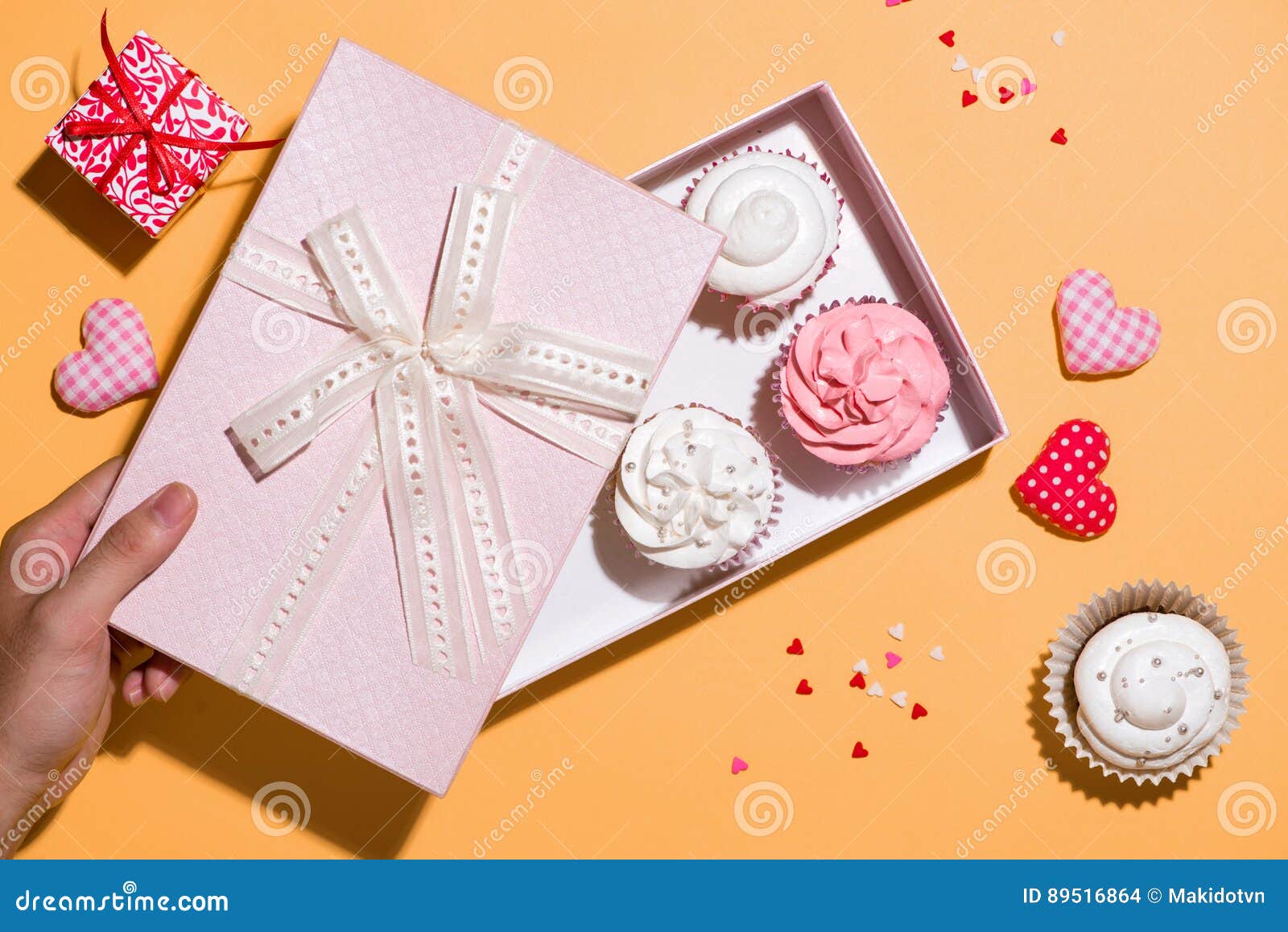 Download Delicious Cupcake With Paper Box On Yellow Background Stock Photo Image Of Happy Cake 89516864 Yellowimages Mockups