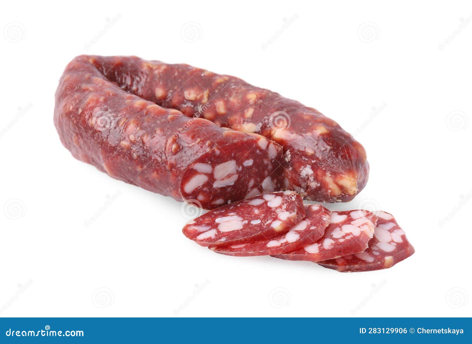 Delicious Cut Smoked Sausage Isolated on White Stock Photo Image of