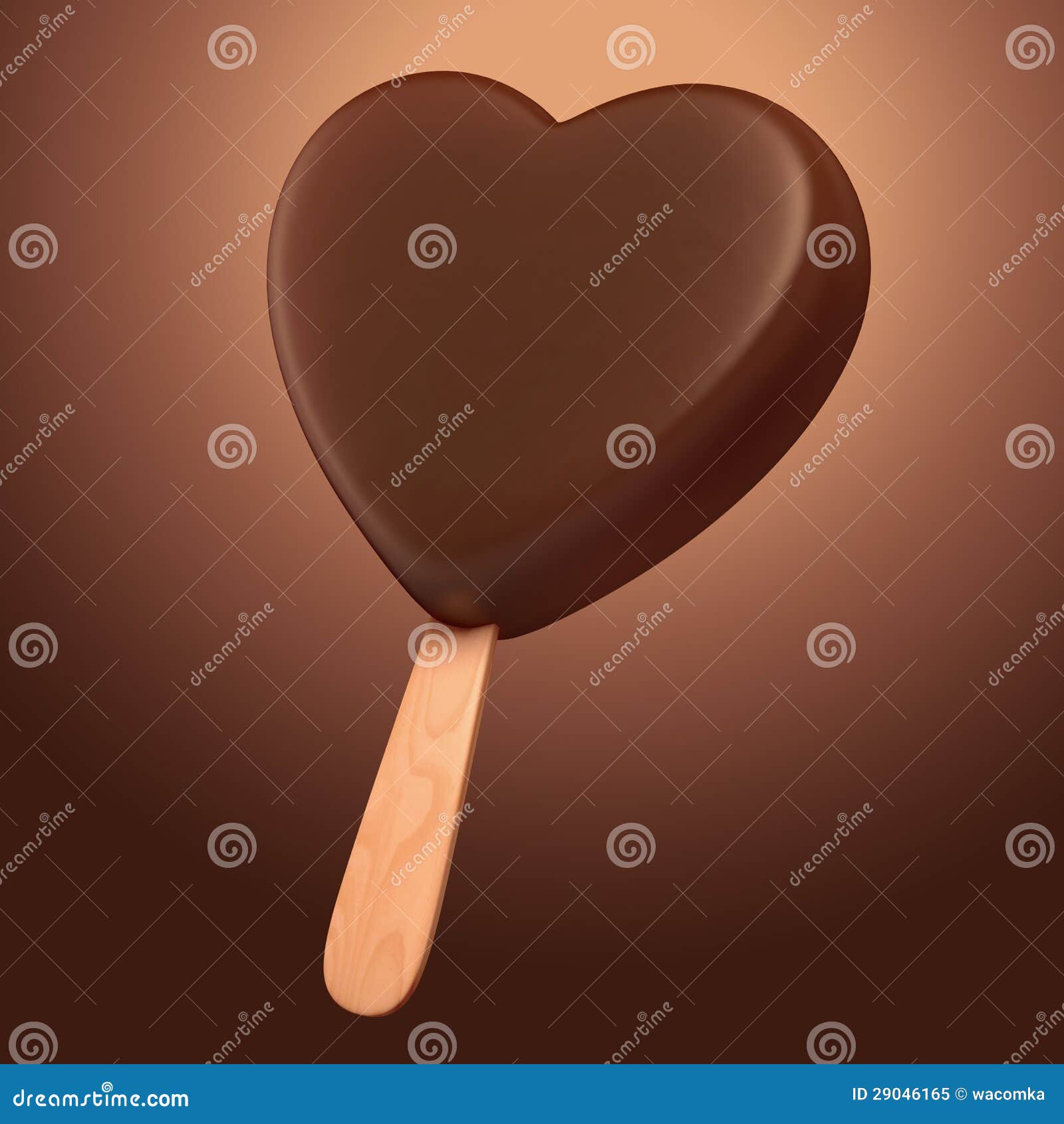Delicious Dark Chocolate Heart Shaped Icecream Stock Illustration