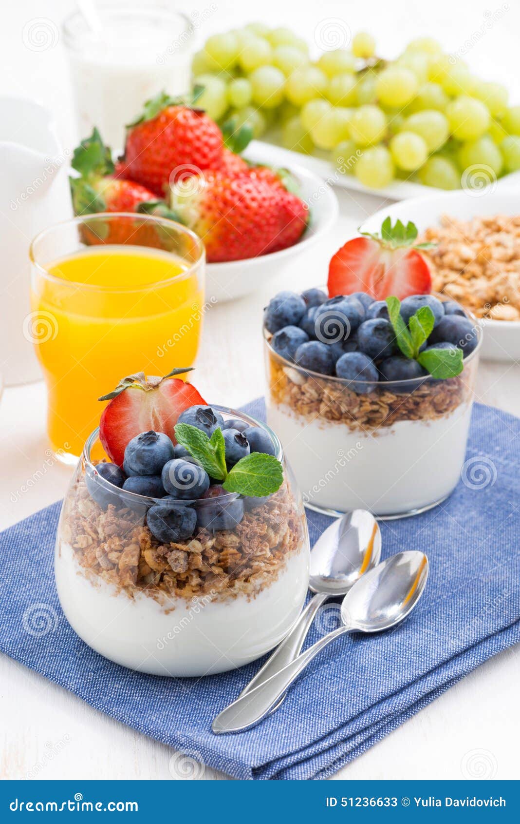 Delicious Dessert with Cream, Fresh Berries and Muesli, Vertical Stock