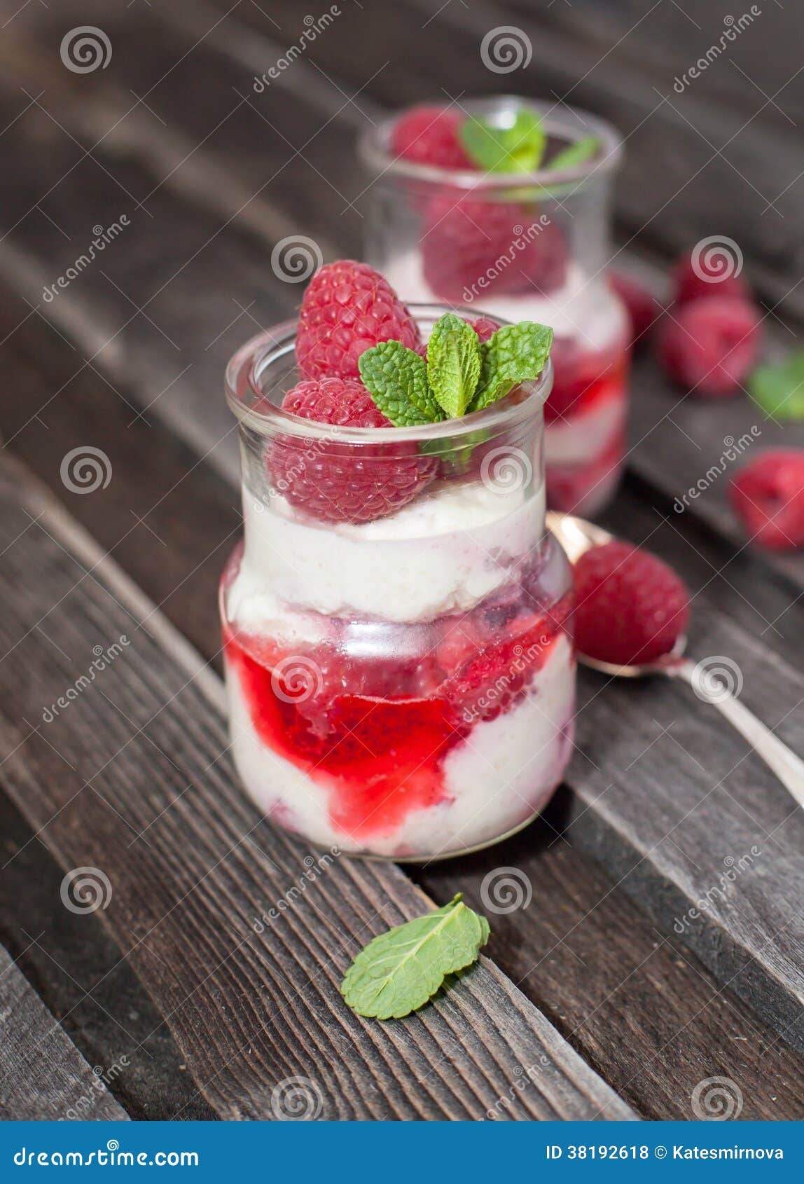 Delicious Dessert with Fresh Raspberry and Mint Stock Photo Image of