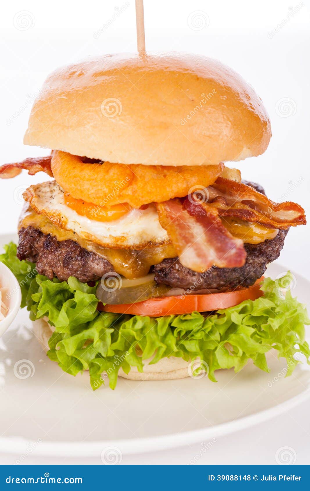 Delicious Egg and Bacon Cheeseburger Stock Photo - Image of cafeteria