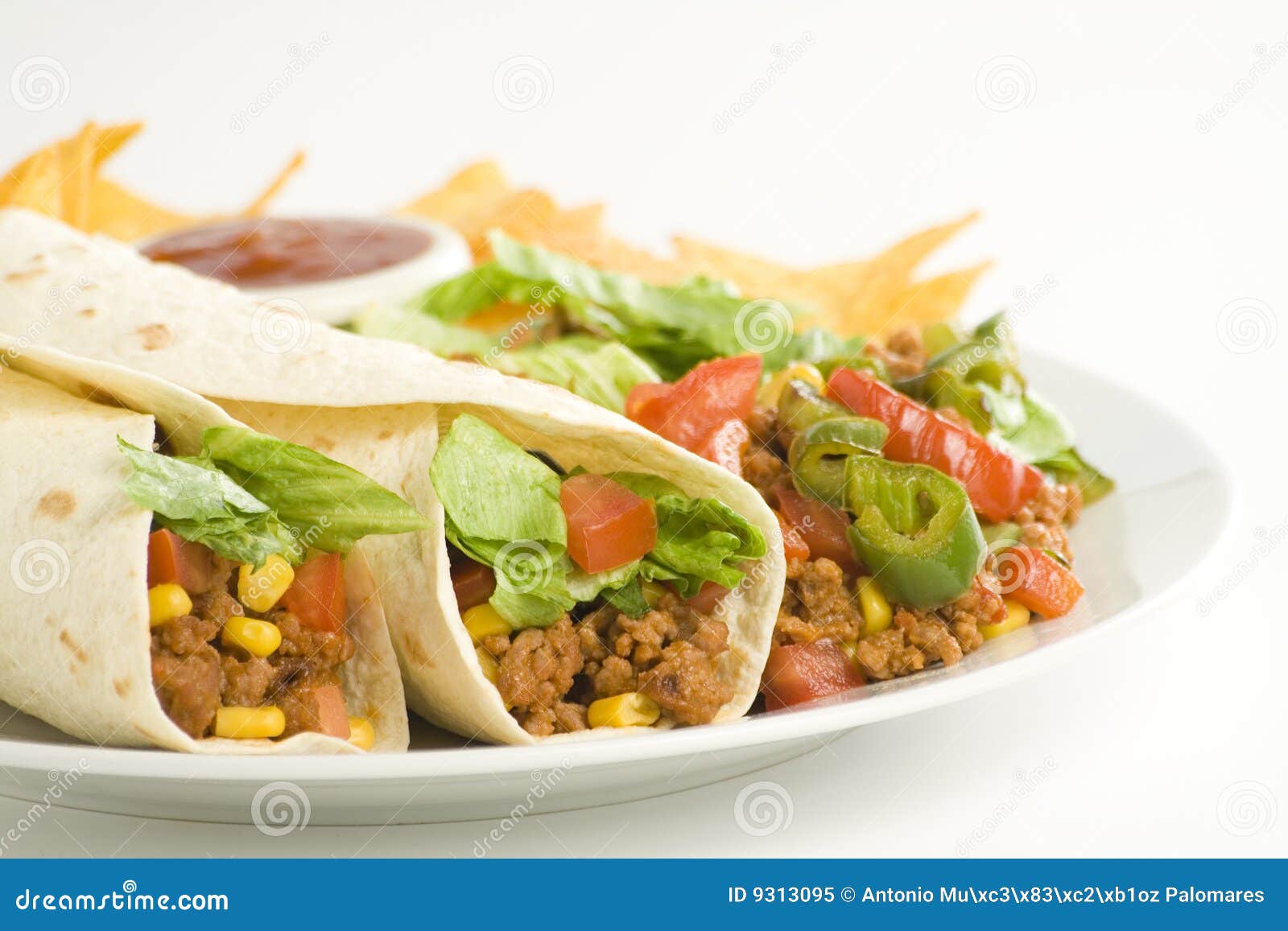 Delicious Fajitas Beef Lettuce Tomato Pepper Corn Stock Image Image