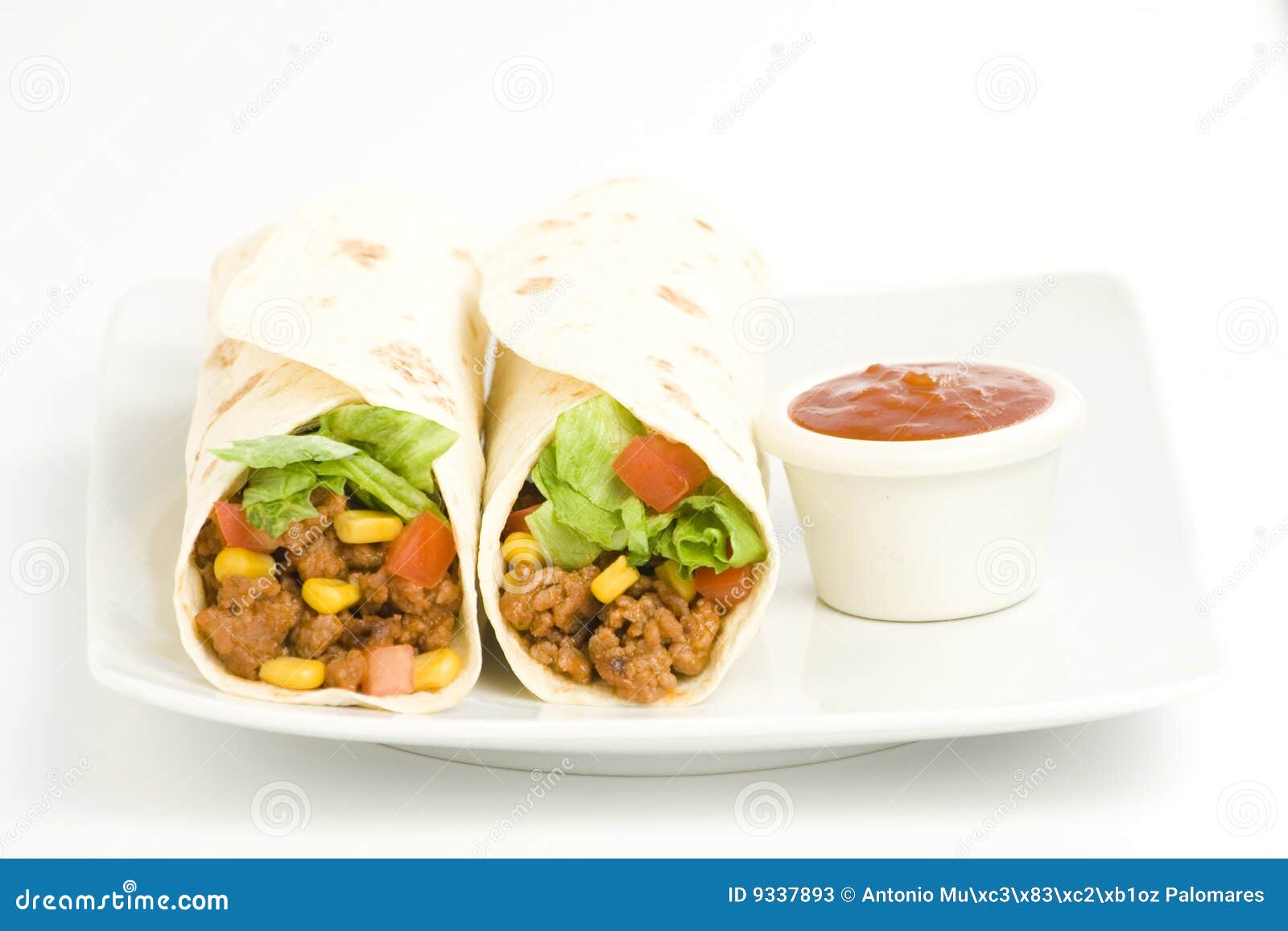 Delicious Fajitas Beef Lettuce Tomato Pepper Corn Stock Image Image