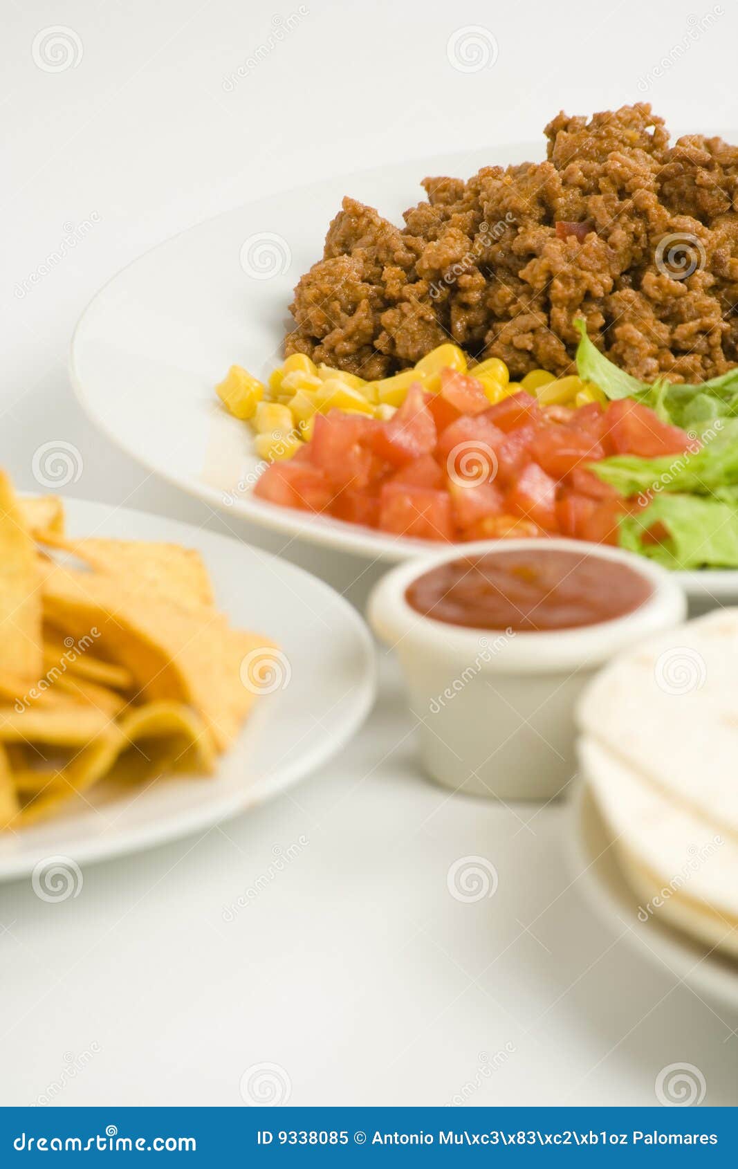 Delicious Fajitas Beef Lettuce Tomato Pepper Corn Stock Image Image