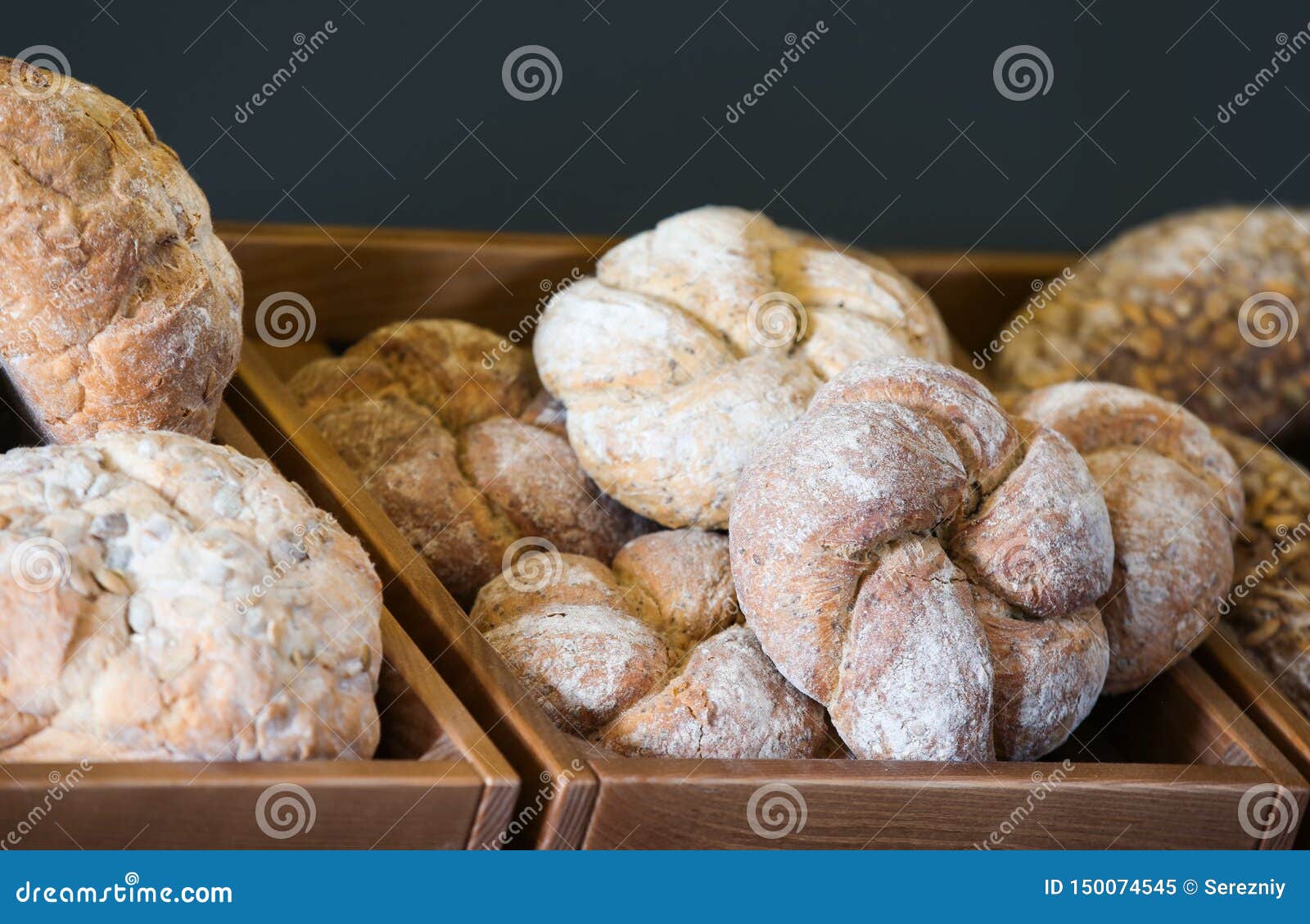 Delicious Fresh Bread on Shelf in Bakery Stock Image Image of