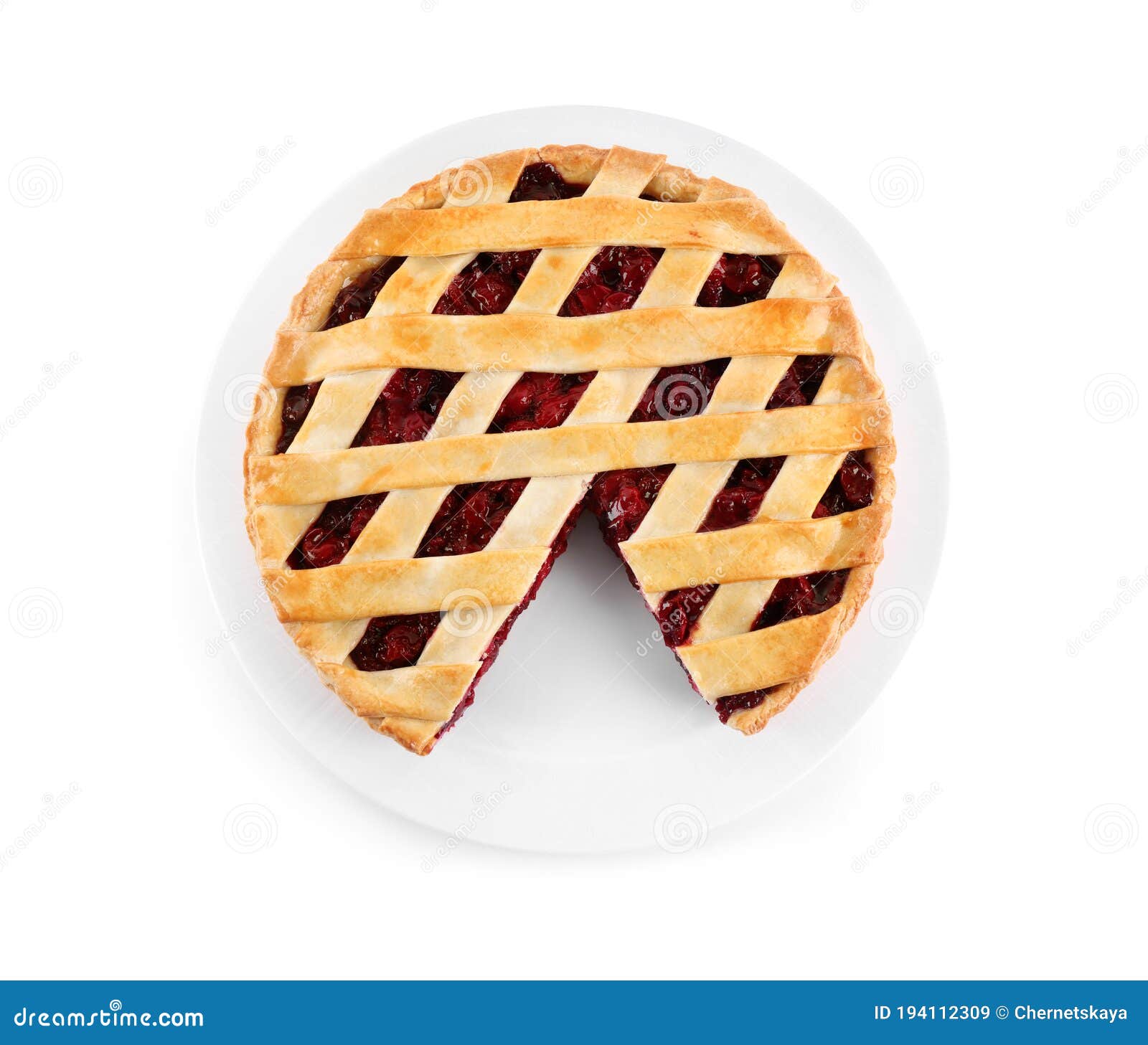 Delicious Fresh Cherry Pie Isolated on White Stock Image Image of