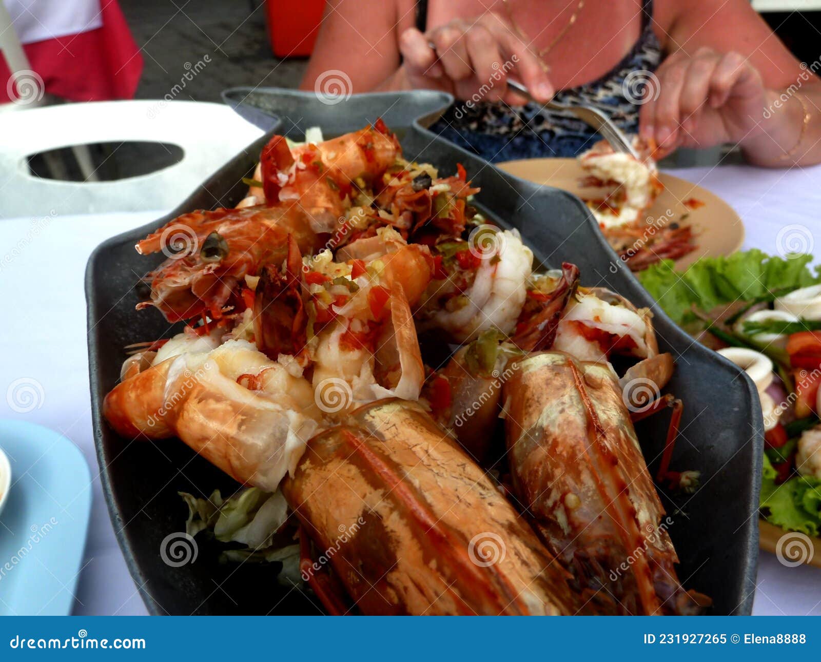 Delicious Fresh Cooked and Grilled Whole Lobster. Thai BBQ Lobster ...