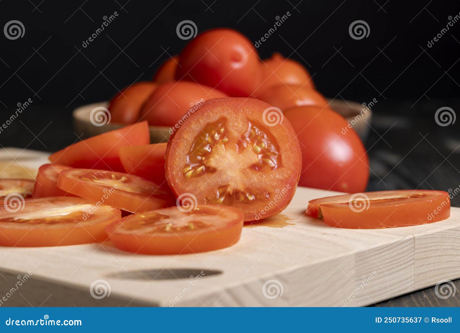 Delicious Fresh Tomato Cut into Chunks on the Table Stock Image Image