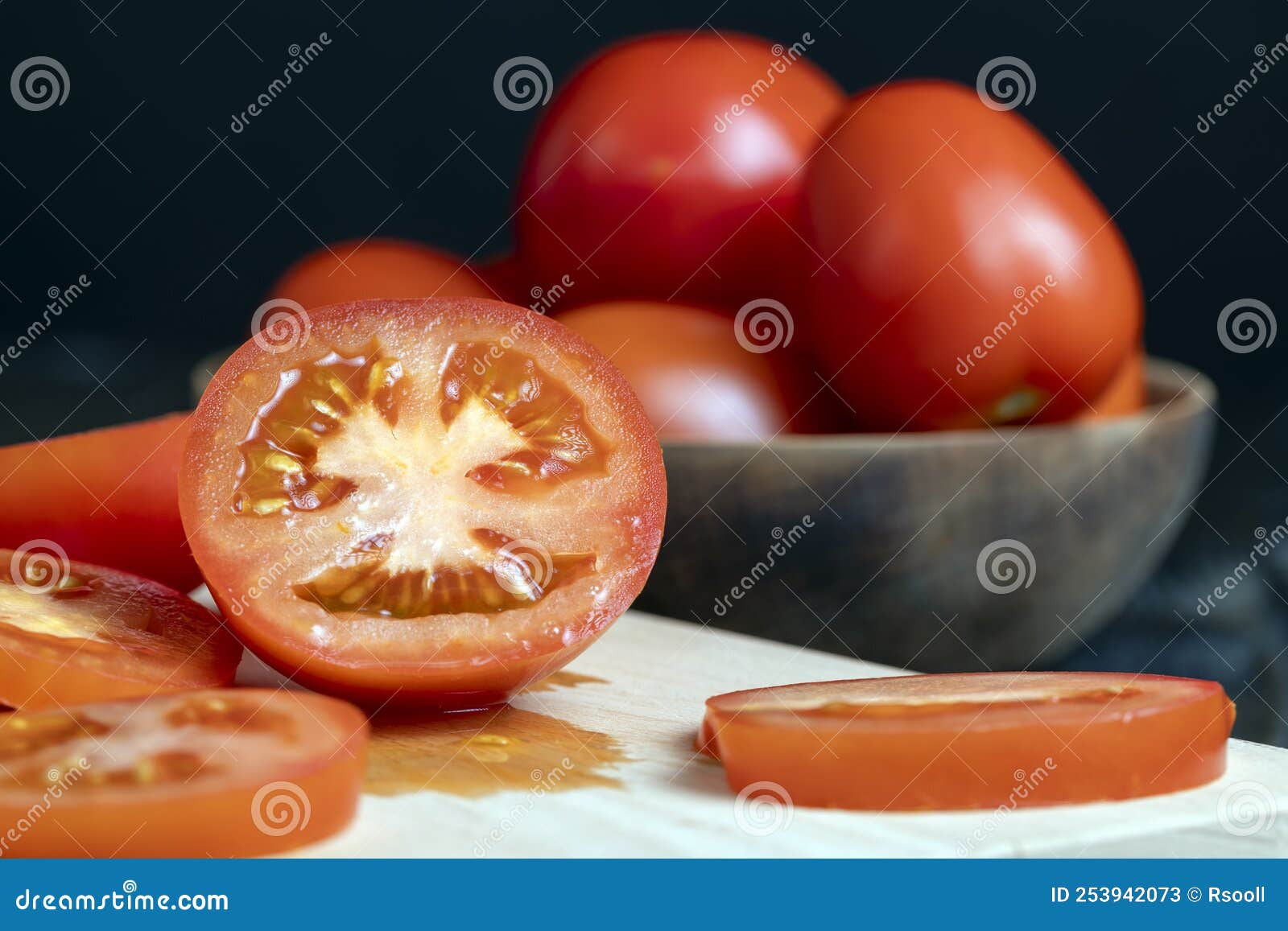 Delicious Fresh Tomato Cut into Chunks on the Table Stock Image Image