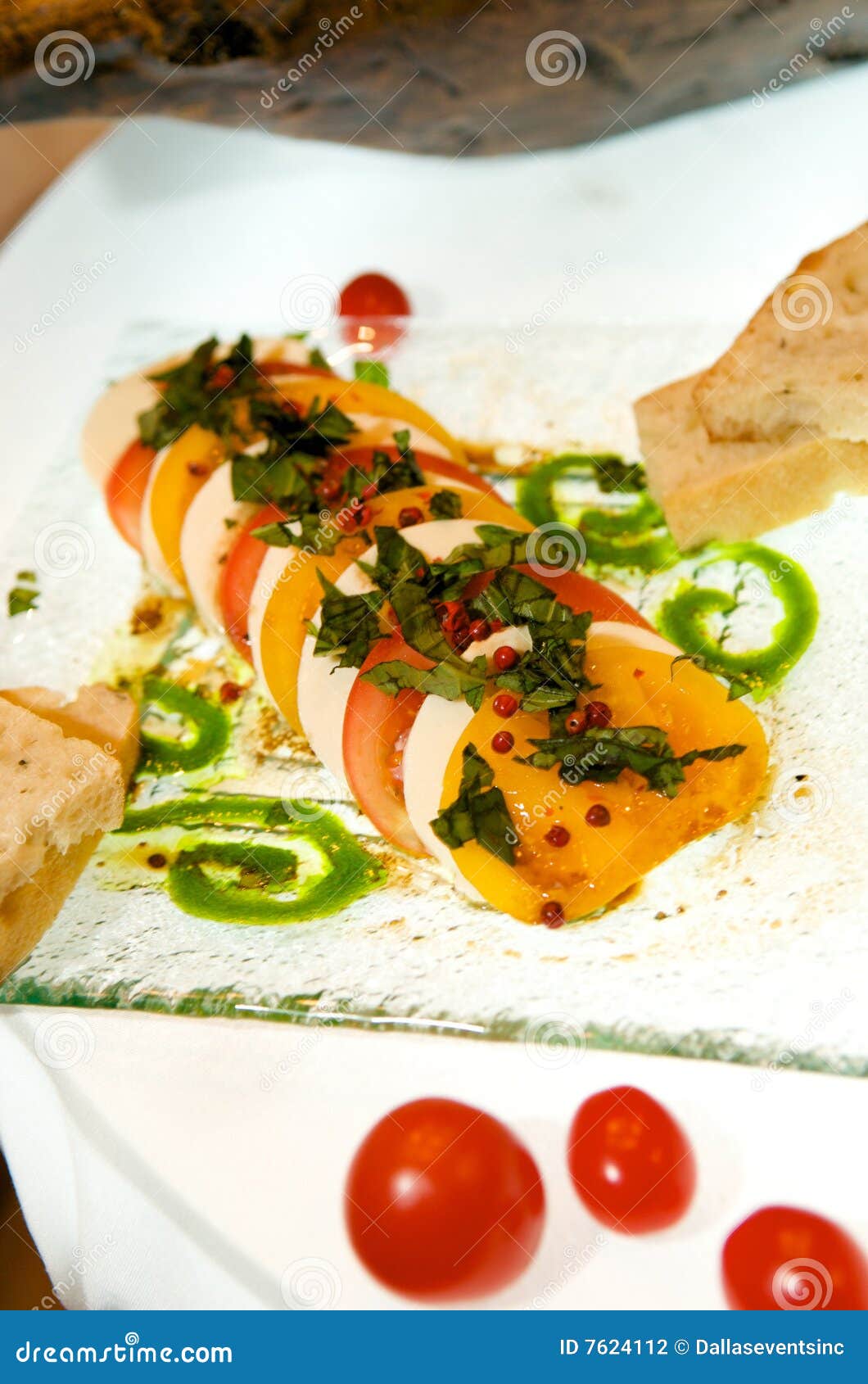 Delicious Fresh Tomato and Mozzarella Starter Stock Photo - Image of