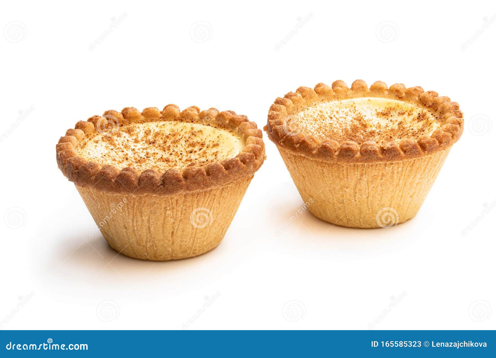 Delicious Freshly Baked Egg Tarts on Isolated on White Stock Image