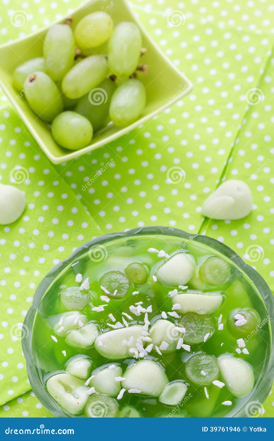 Delicious Fruit Jelly Grapes Dusted Coconut Shreds Stock Photo Image