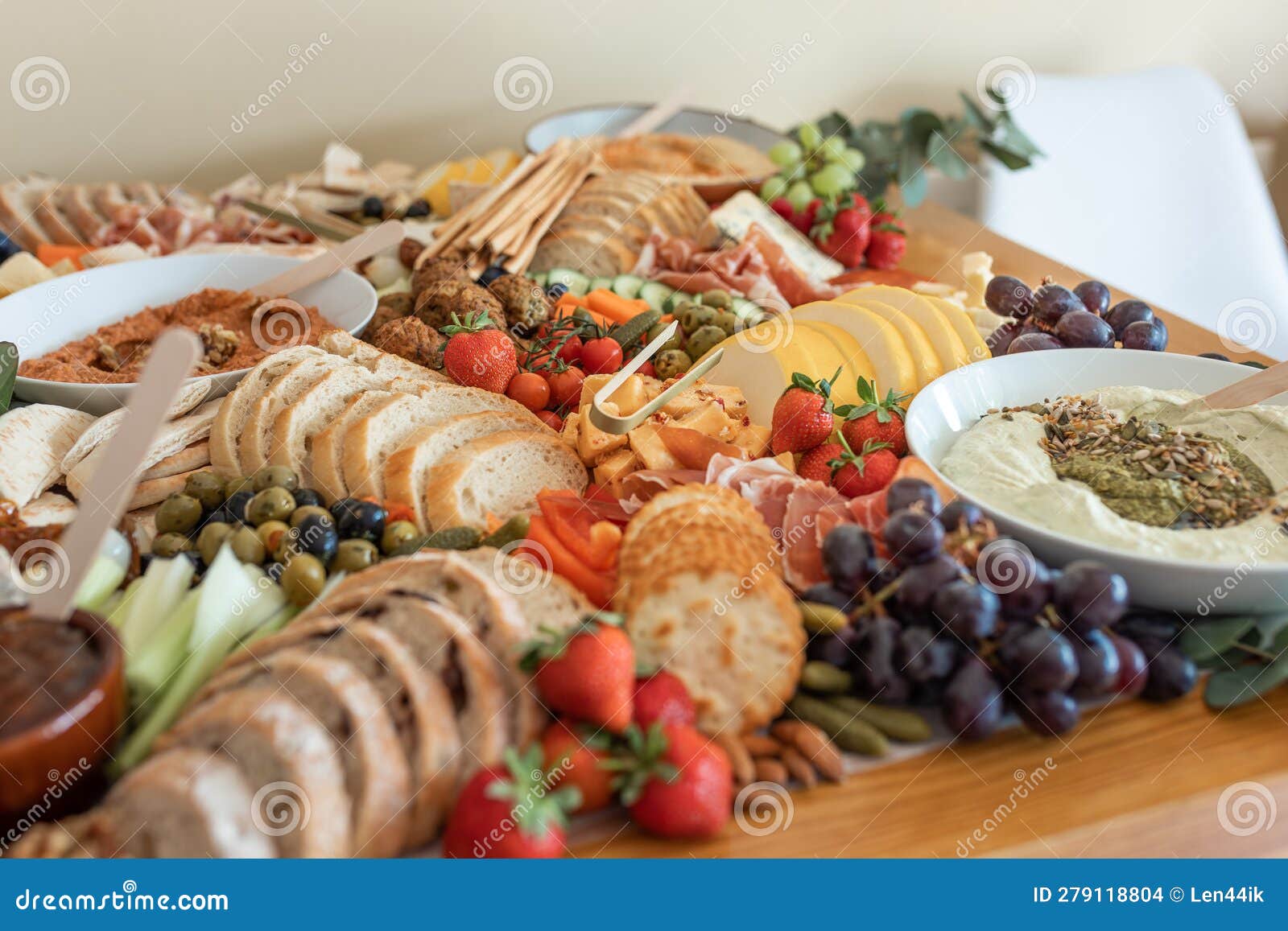 Delicious Gourmet Food Setup of Snacks for Party. Creative Food Setup