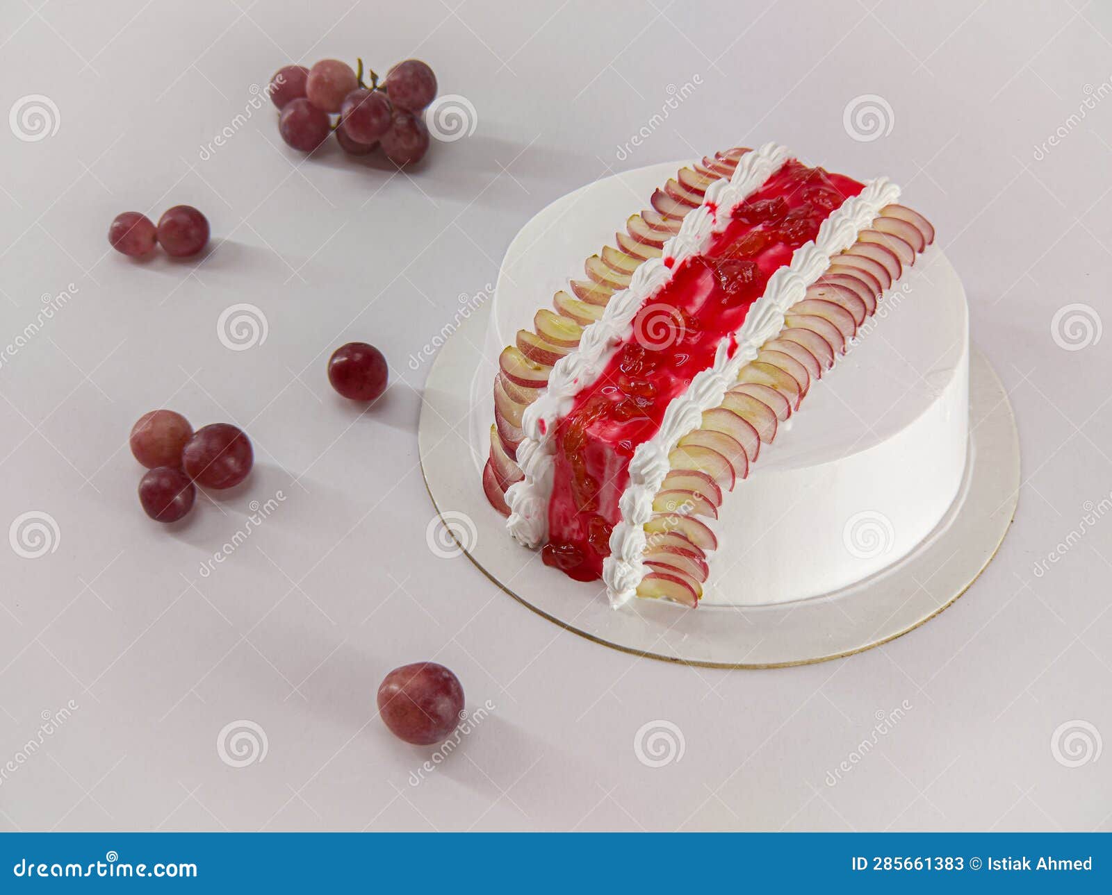 Delicious Grape Fruit Cake on White Surface Stock Image Image of