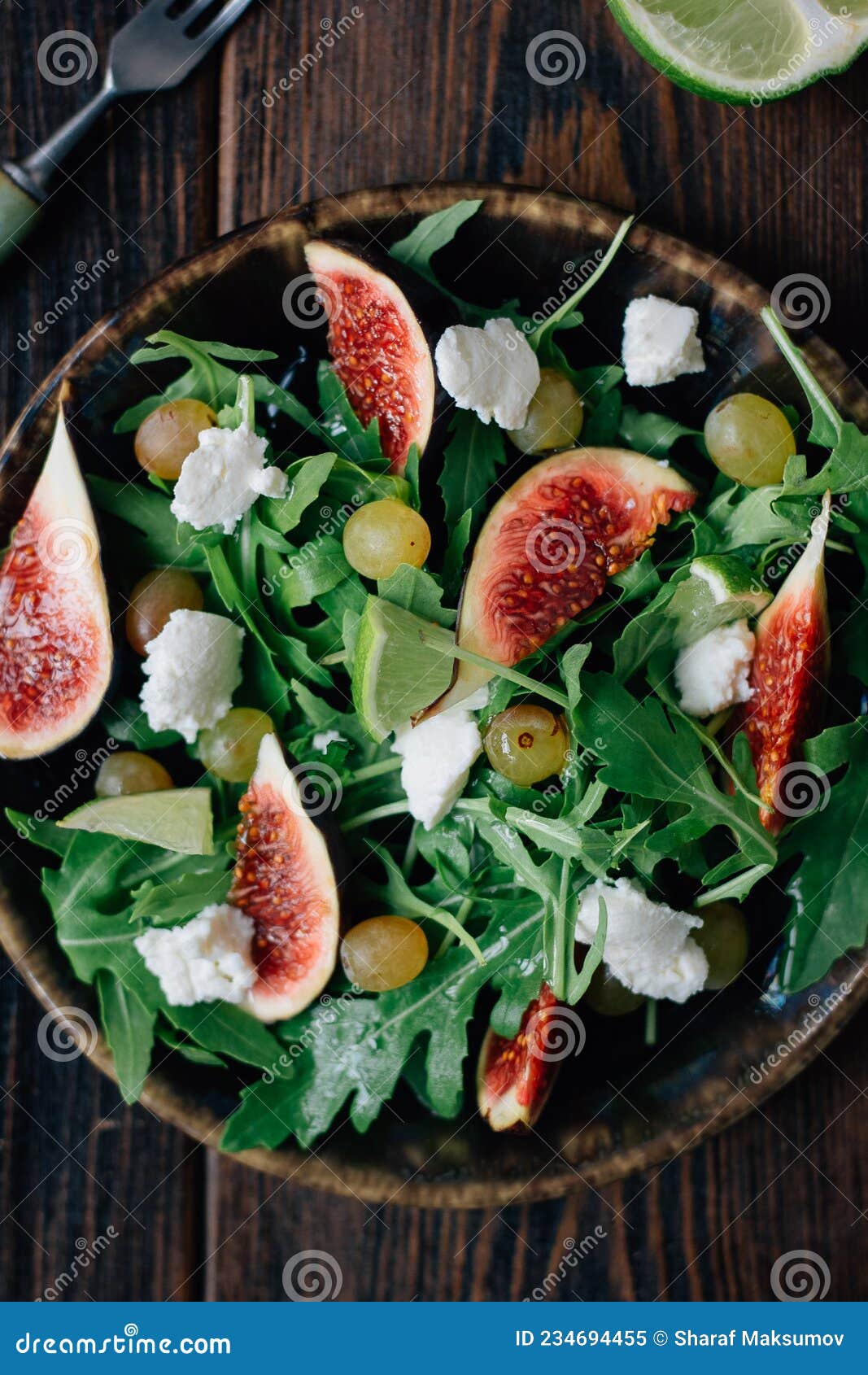 Delicious Greek Salad with Figs and Goat Cheese Stock Image Image of