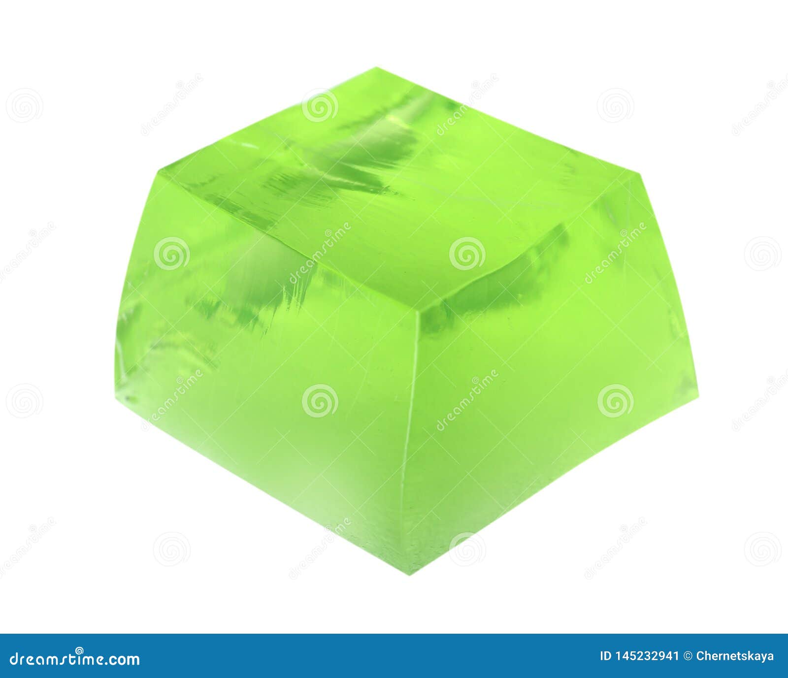 Delicious Green Jelly Cube on White Stock Image Image of color