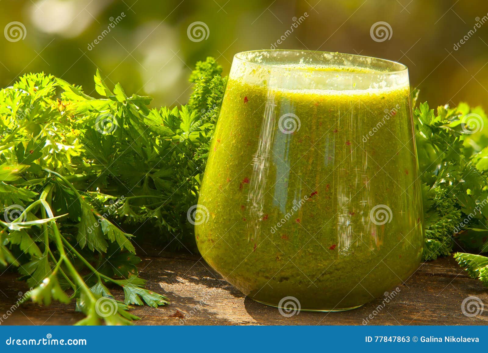 Delicious Green Smoothies from Fresh Greenery in a Glass Stock Image