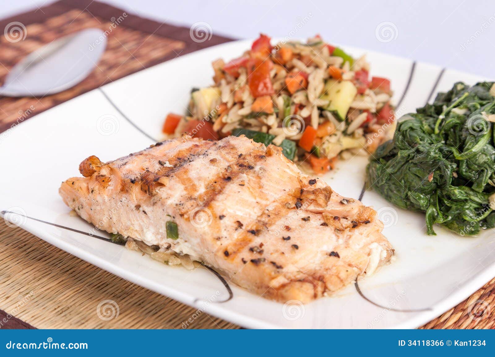 Delicious Grill Salmon With Side Dishes Royalty Free Stock Image ...