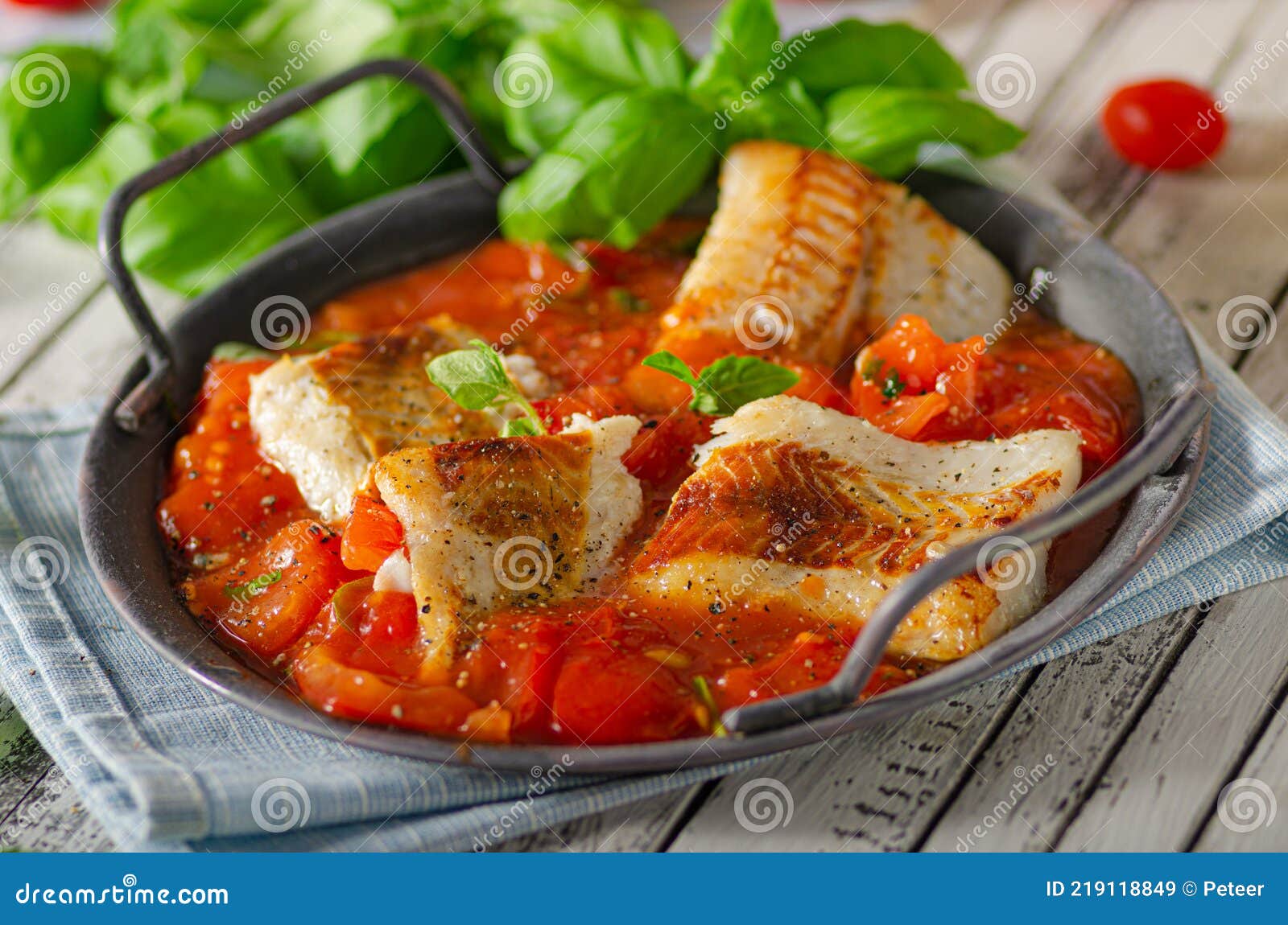 Delicious Grilled Fish with Tomato Sauce Stock Image Image of baked