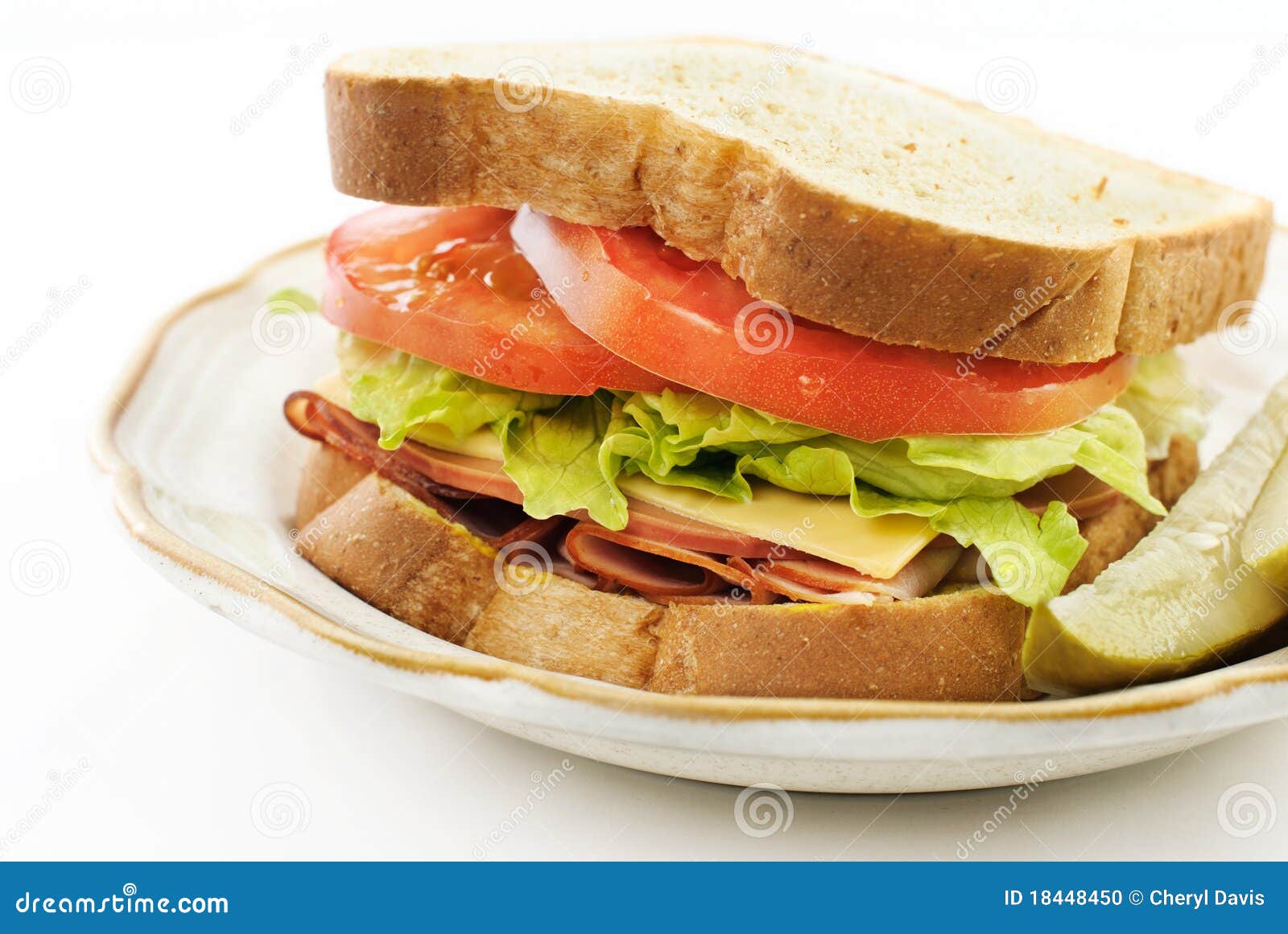 Delicious Ham and Cheese Sandwich Stock Photo Image of plate, shot 18448450