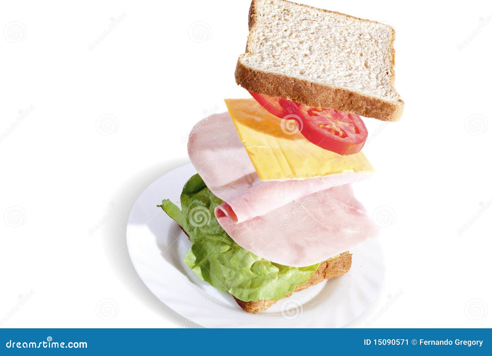 Delicious Ham Sandwich with Whole Wheat Bread Stock Image Image of