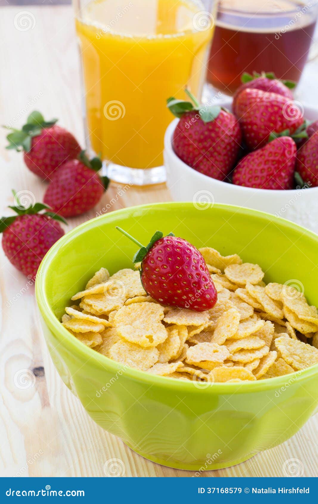 Delicious and Healthy Breakfast with Strawberry and Cornflakes Stock Image Image of granola