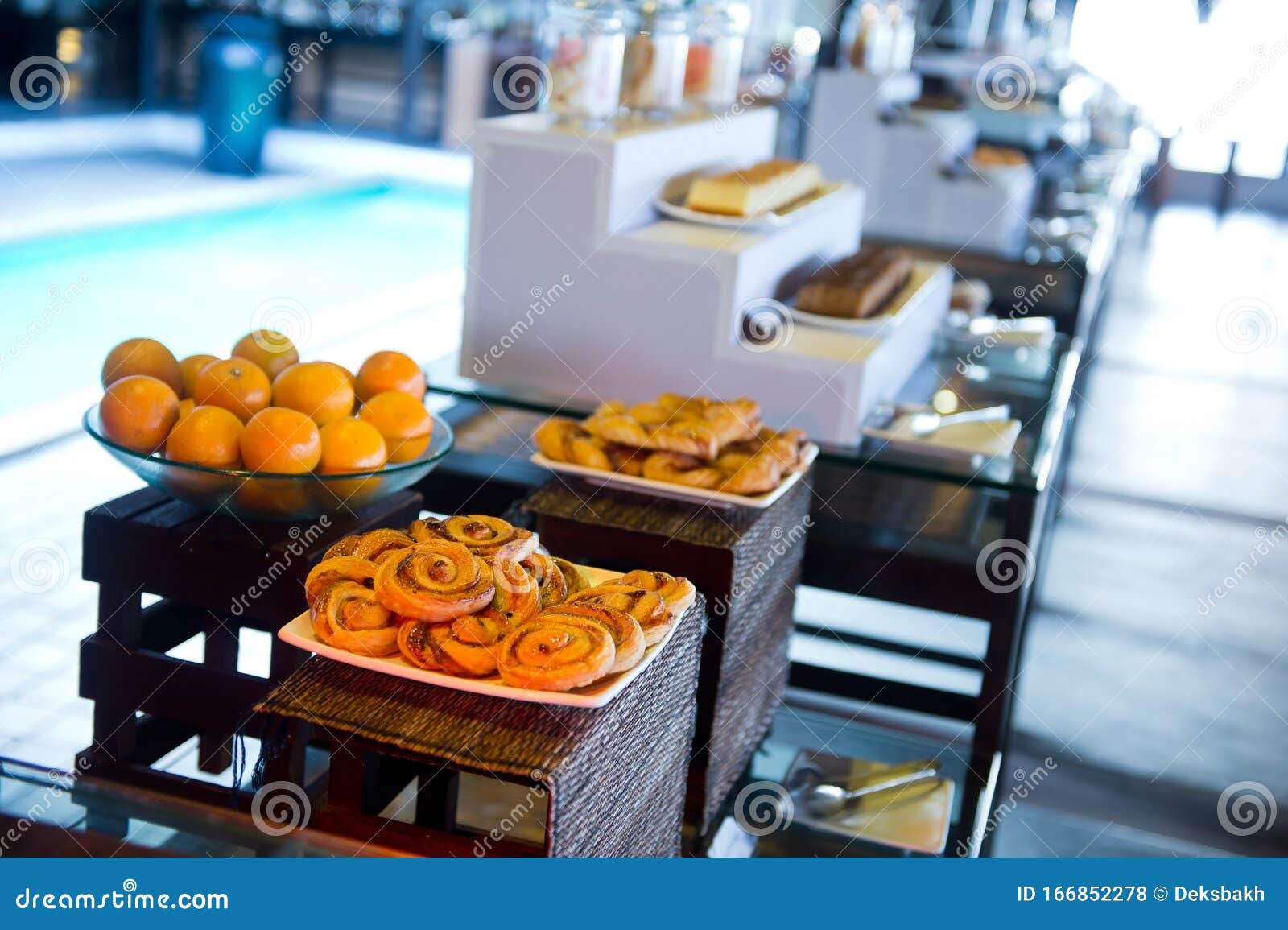 delicious hotel restaurant allinclusive buffet with tasty food. baking on plates